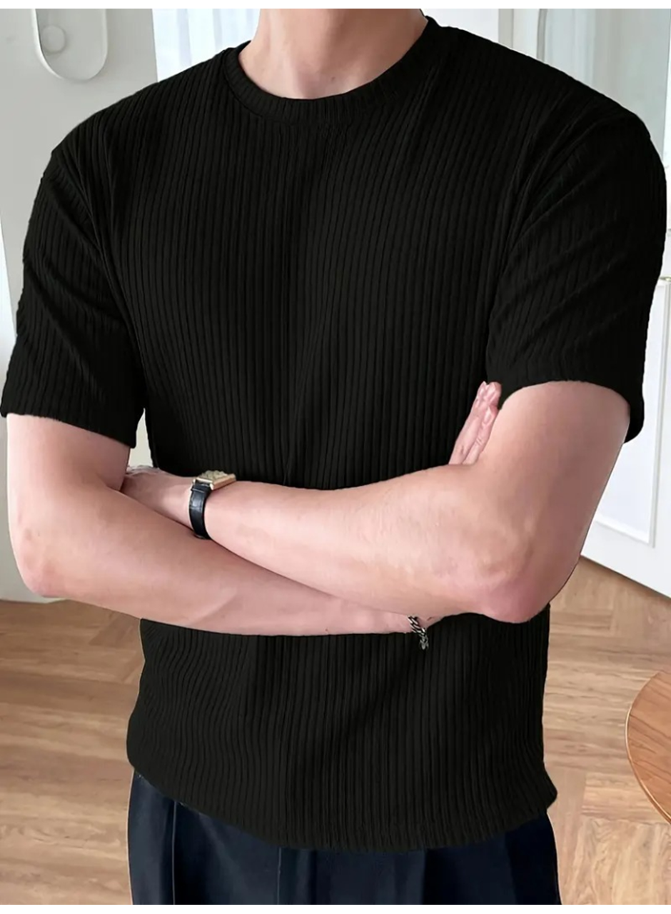 Erkek Kısa Kollu Bisiklet Yaka Triko Tişört