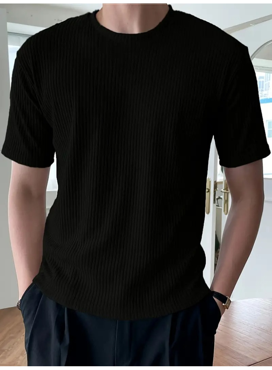 Erkek Kısa Kollu Bisiklet Yaka Triko Tişört