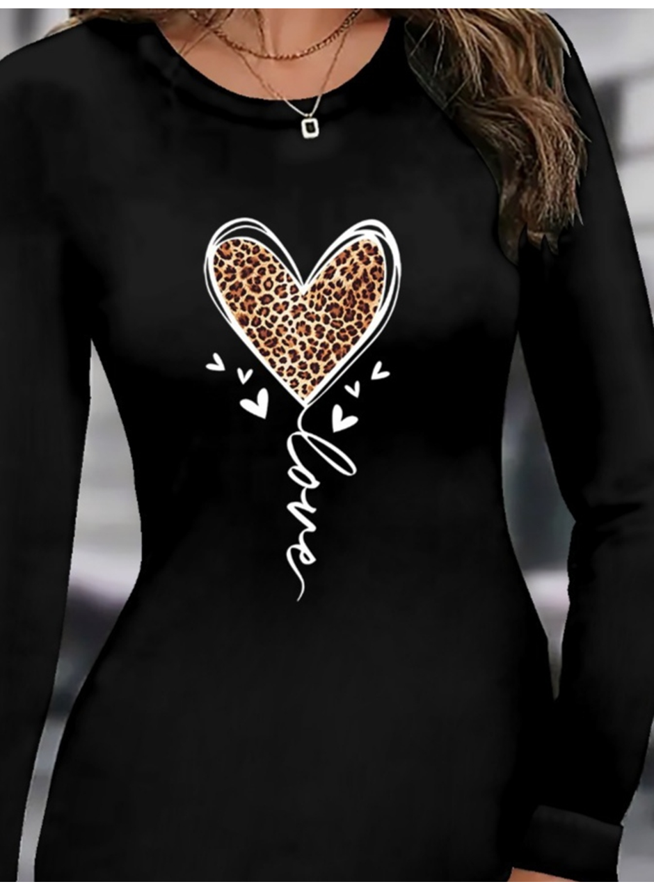 Kadın Uzun Kollu Bisiklet Yaka Kısa Viskon Iki Iplik Elbise