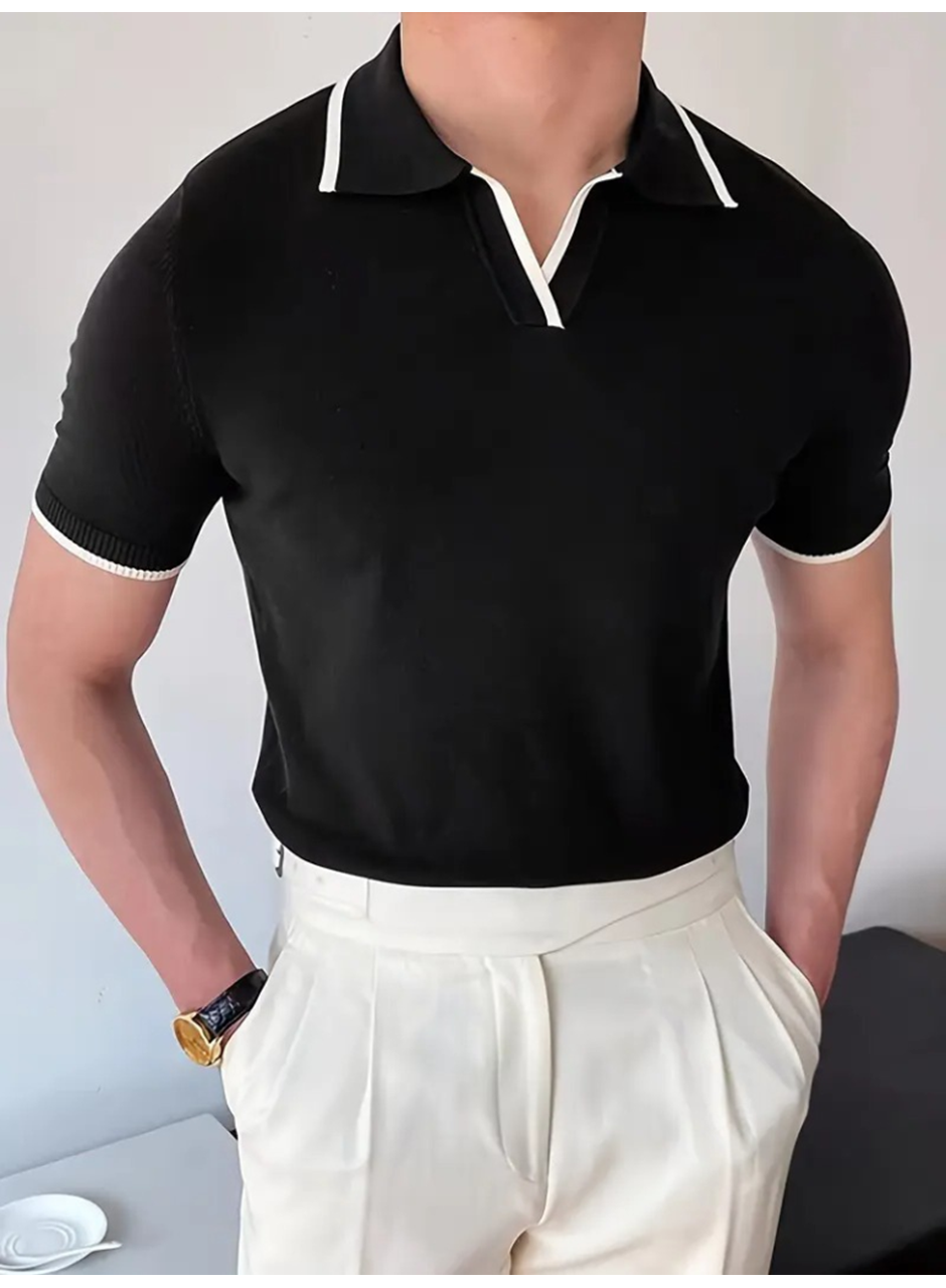 Erkek Uzun Kollu Yakalı Triko Tişört