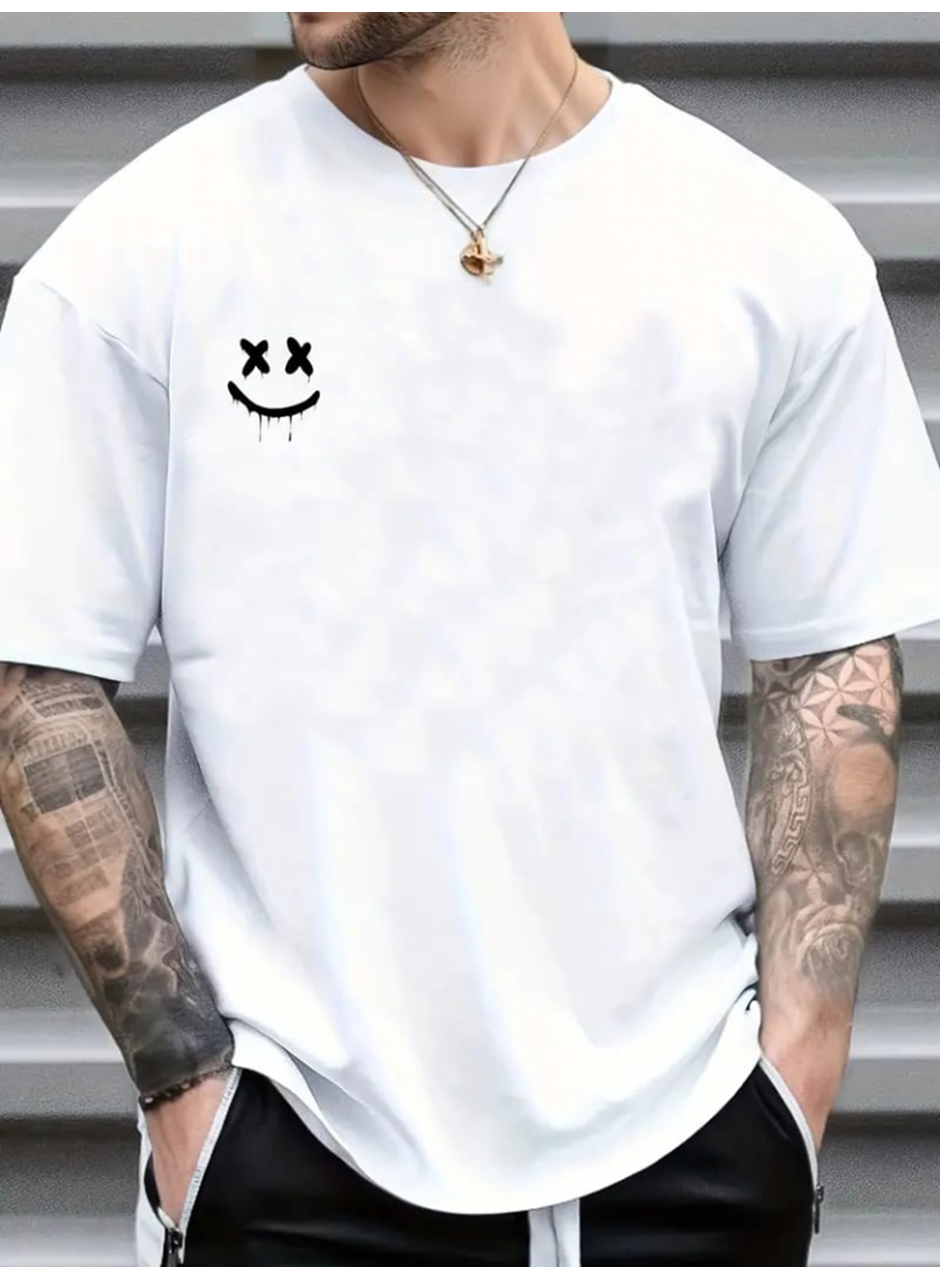 Erkek Kısa Kollu Bisiklet Yaka Baskılı Süprem Tişört