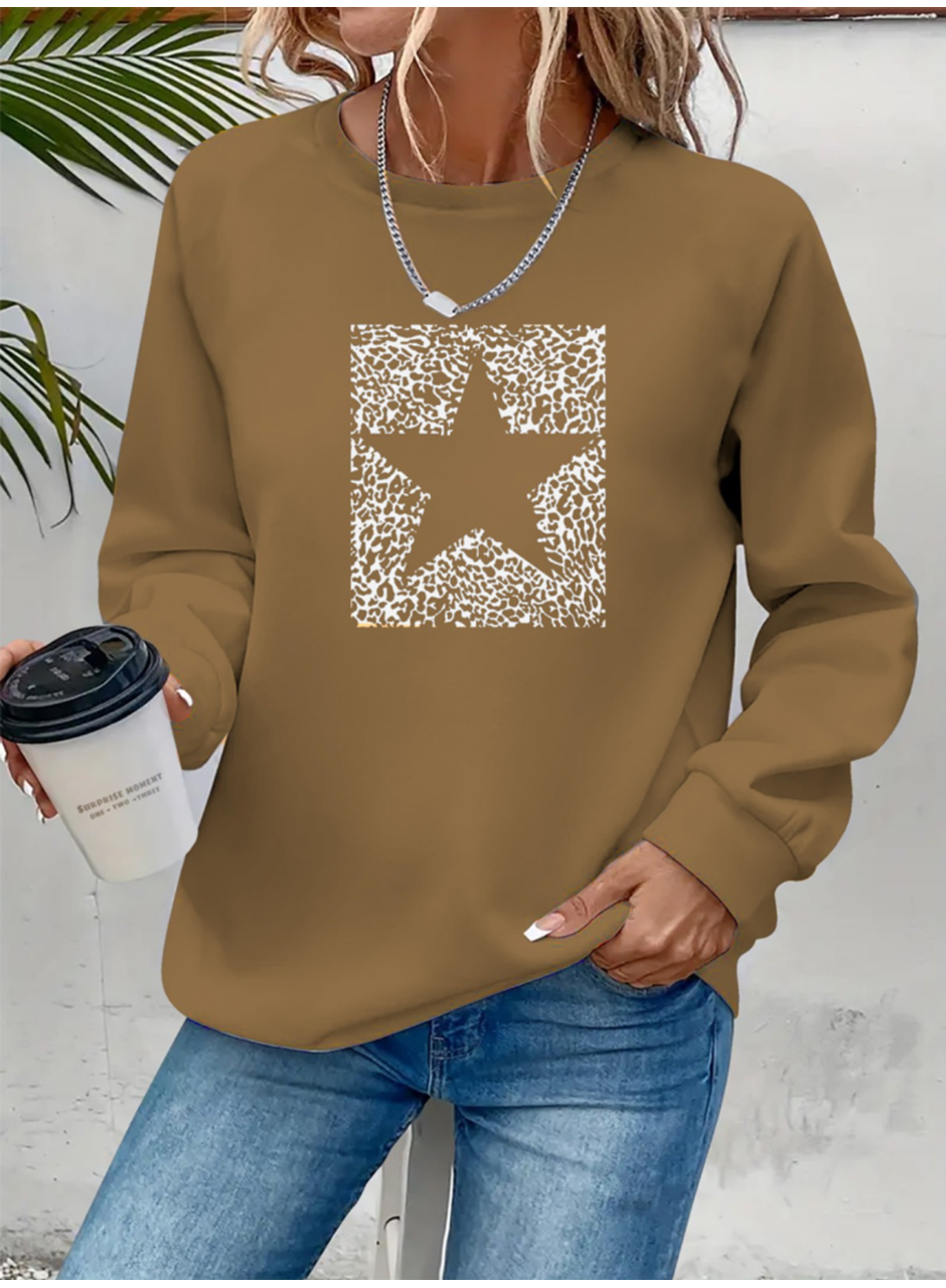 Kadın Uzun Kollu Bisiklet Yaka Desenli Viskon Iki Iplik Bluz