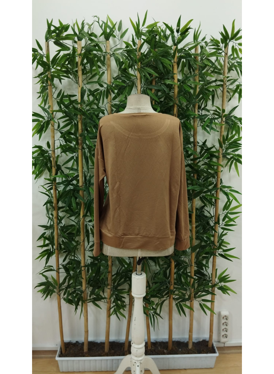 Kadın Uzun Kollu Bisiklet Yaka Desenli Viskon Iki Iplik Bluz