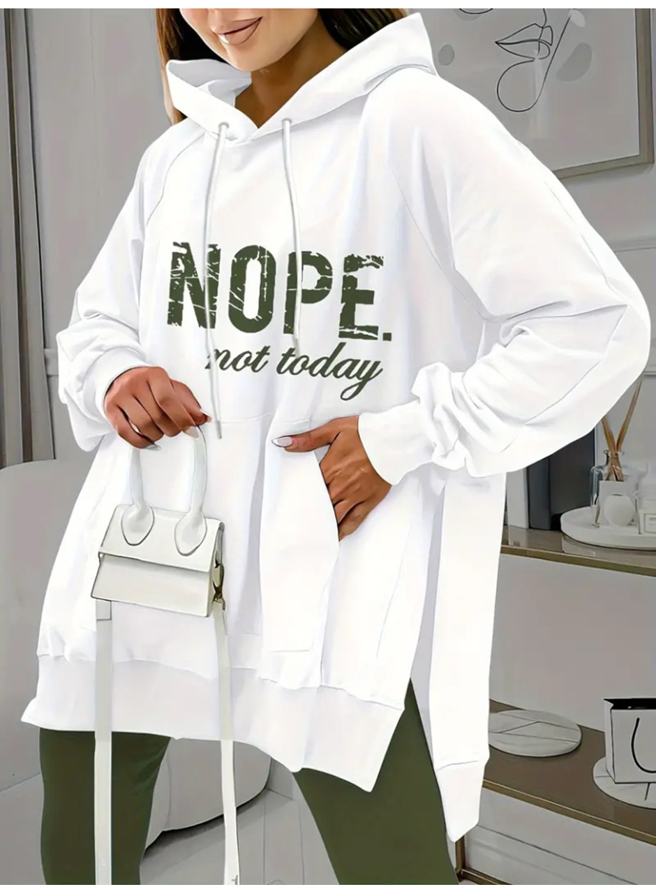 Kadın Uzun Kollu Kapşonlu Bağcıklı Viskon Iki Iplik Sweat