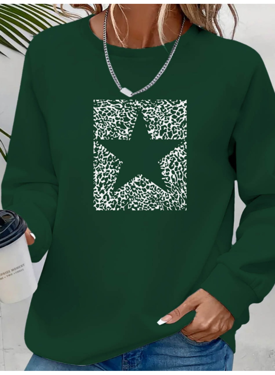 Kadın Uzun Kollu Bisiklet Yaka Desenli Viskon Iki Iplik Bluz