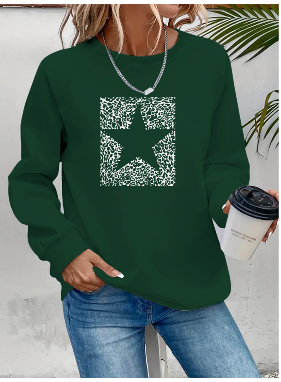 Kadın Uzun Kollu Bisiklet Yaka Desenli Viskon Iki Iplik Bluz