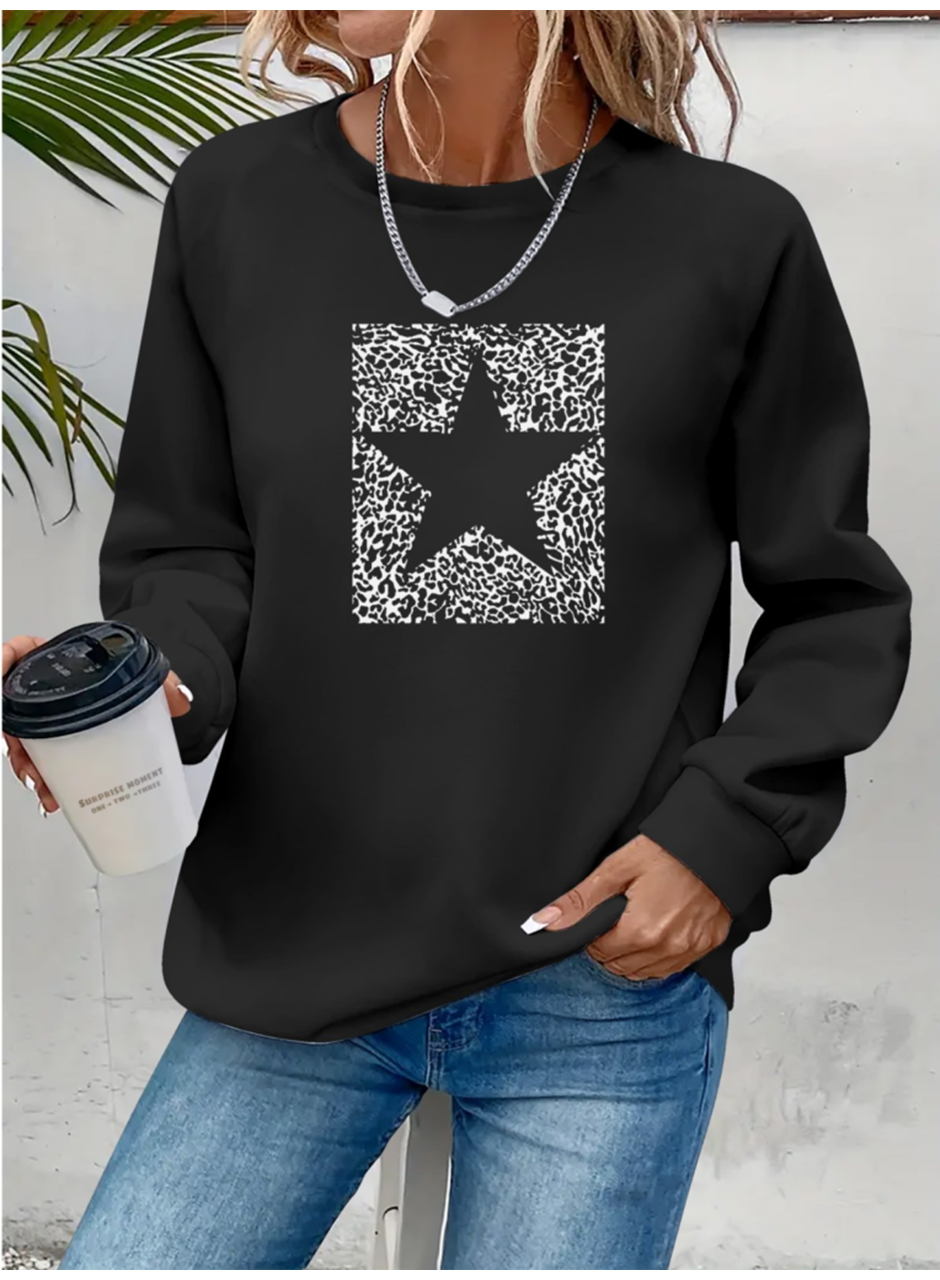 Kadın Uzun Kollu Bisiklet Yaka Desenli Viskon Iki Iplik Bluz