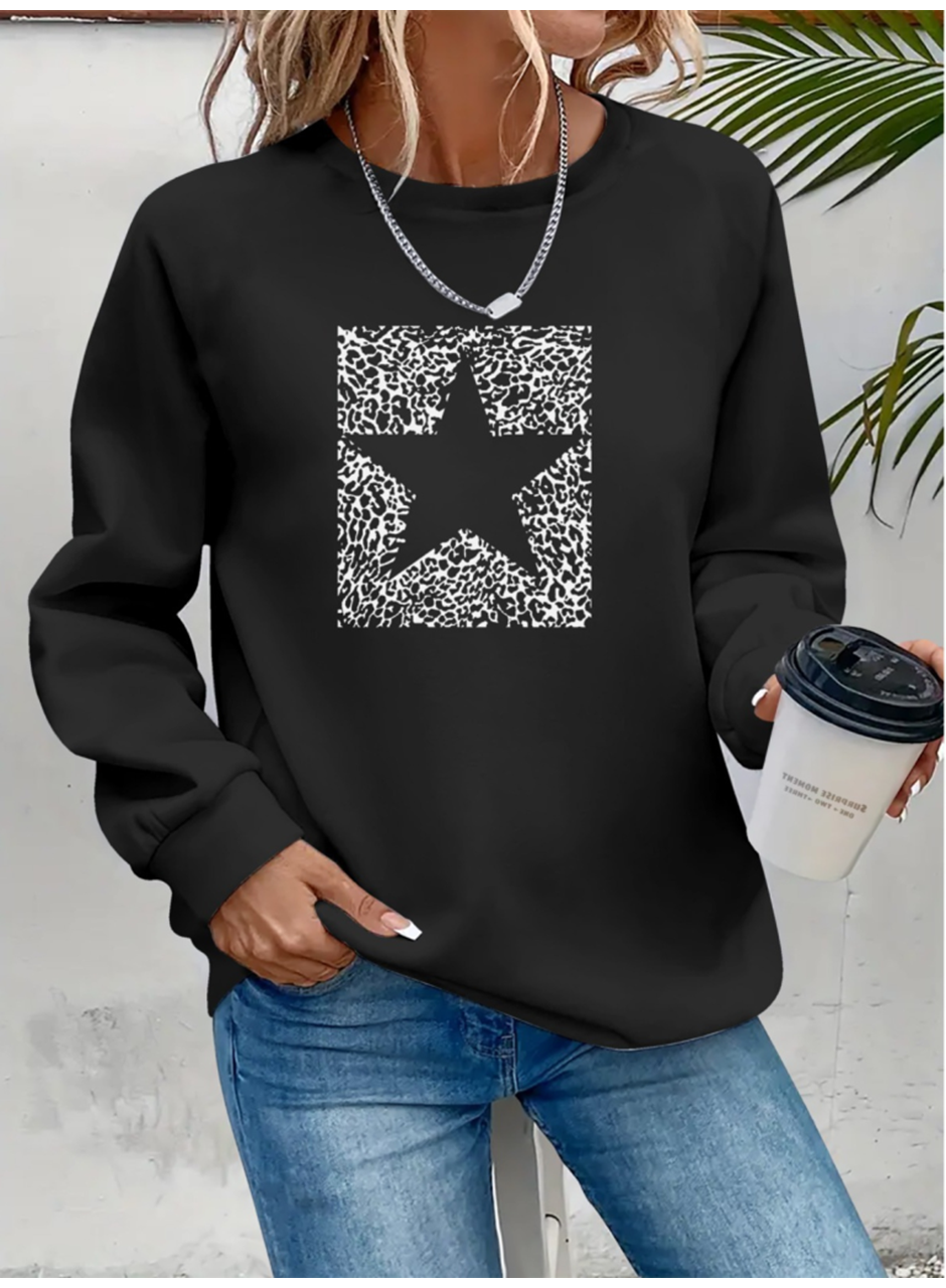 Kadın Uzun Kollu Bisiklet Yaka Desenli Viskon Iki Iplik Bluz