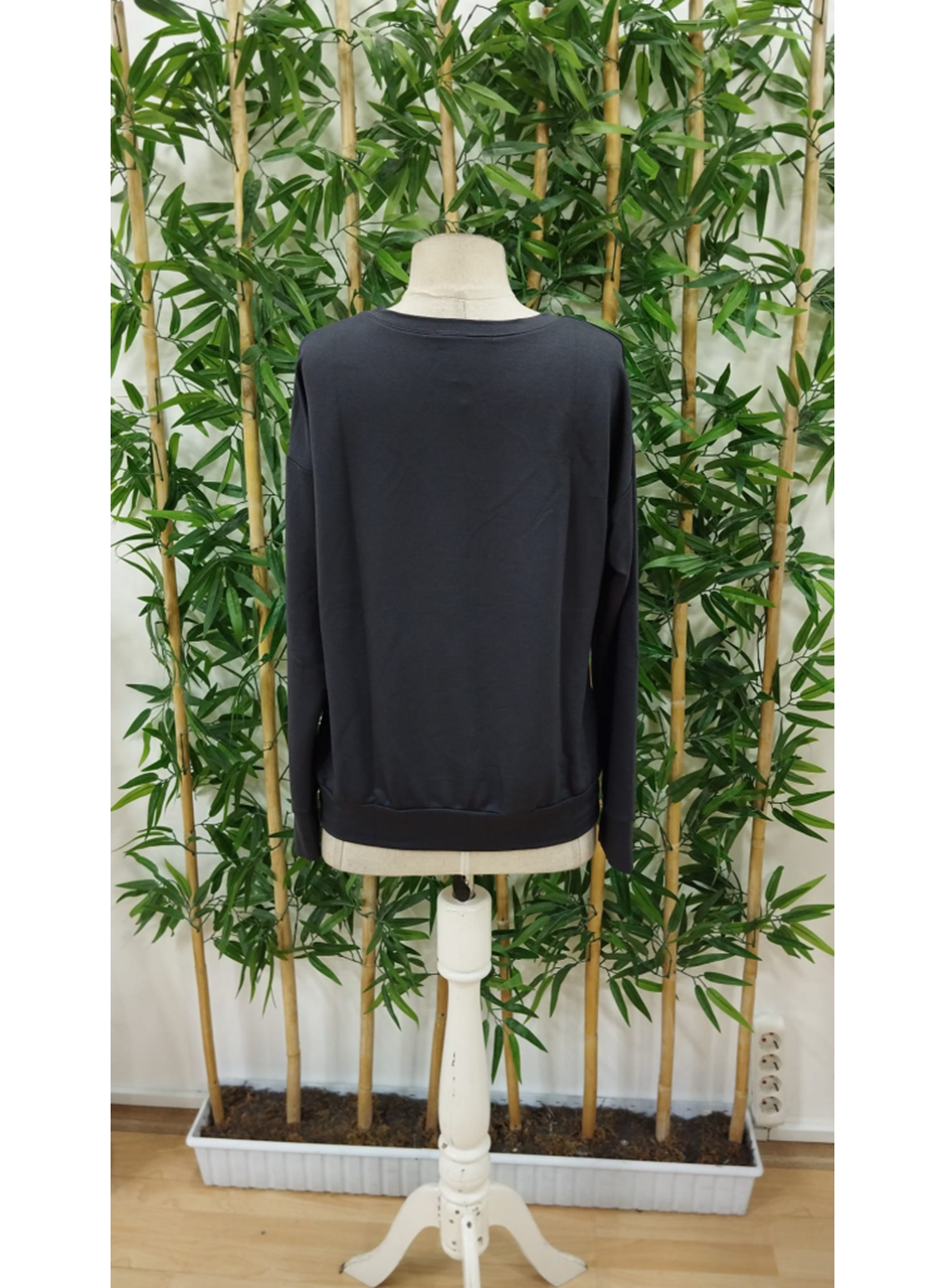 Kadın Uzun Kollu Bisiklet Yaka Desenli Viskon Iki Iplik Bluz