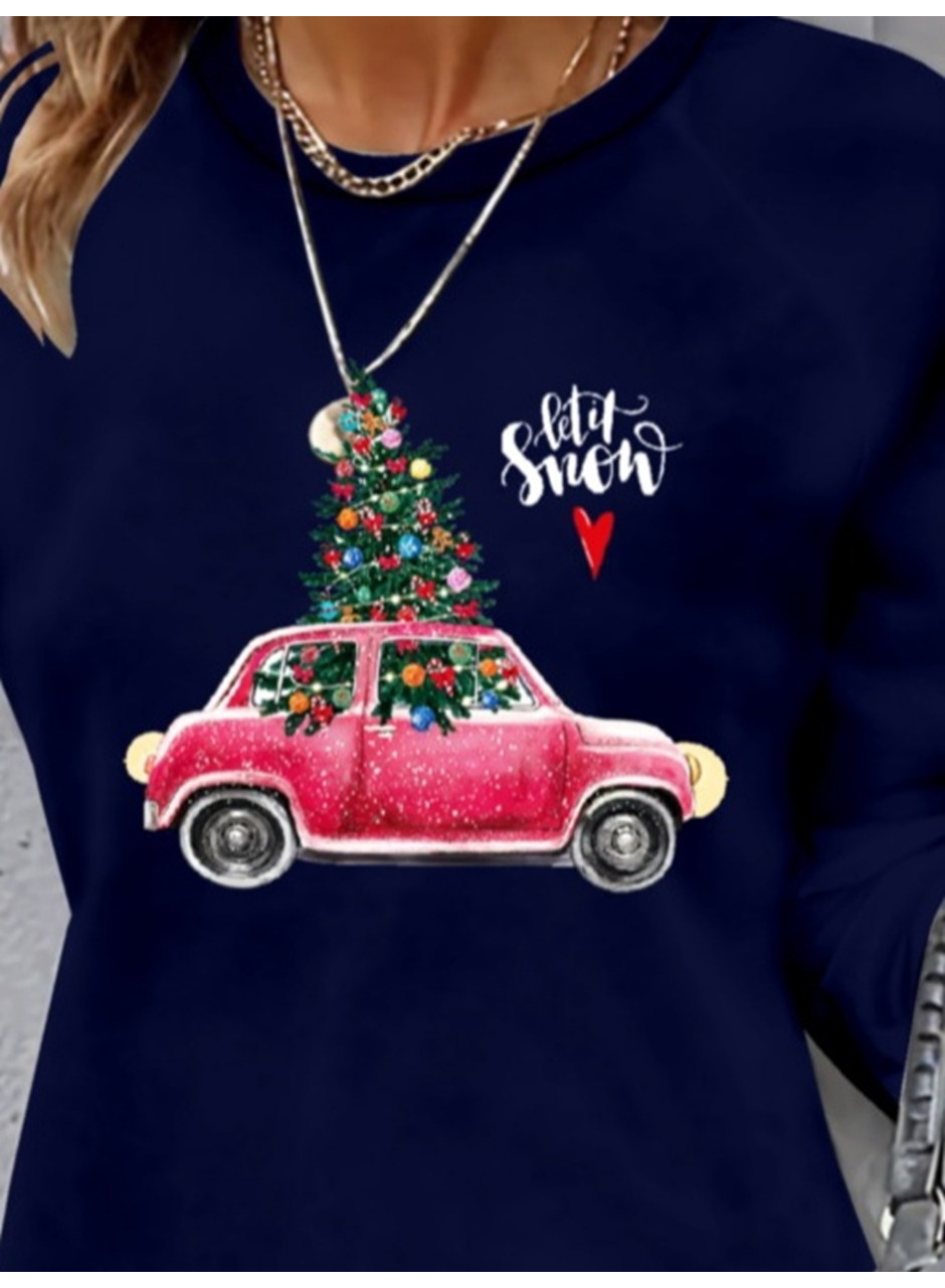 Kadın Uzun Kollu Bisiklet Yaka Desenli Viskon Iki Iplik Elbise