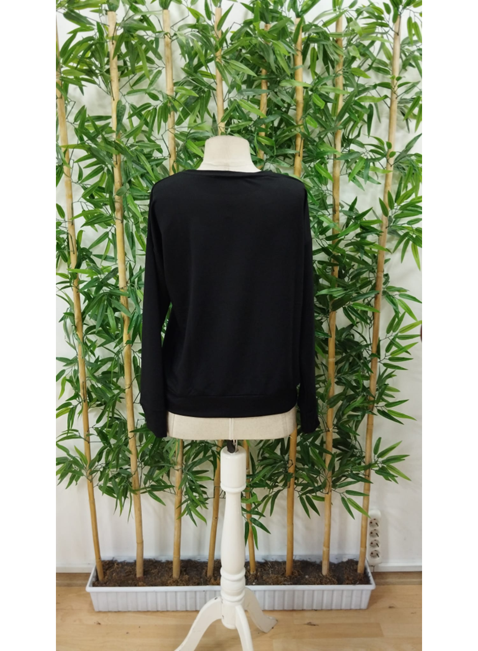 Kadın Uzun Kollu Bisiklet Yaka Viskon Iki Iplik Bluz