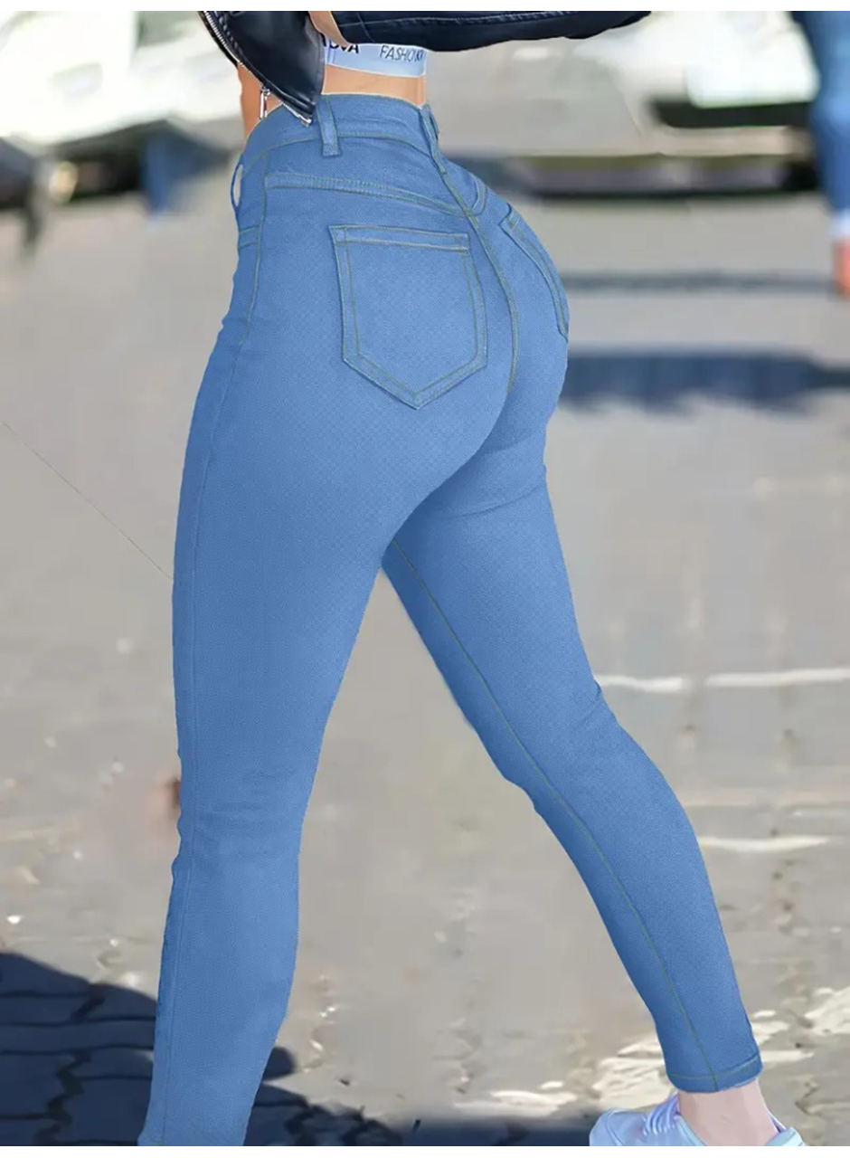 Kadın Yüksek Bel önden Düğmeli Dar Kesim Kot Pantolon