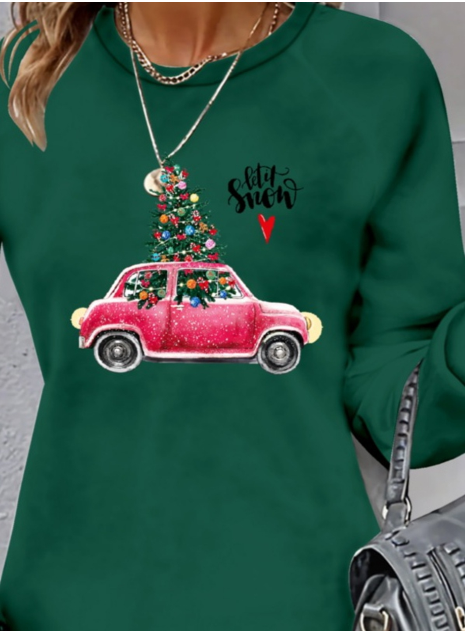 Kadın Uzun Kollu Bisiklet Yaka Desenli Viskon Iki Iplik Elbise