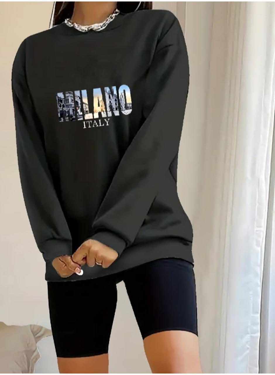 Kadın Uzun Kollu Bisiklet Yaka Desenli Viskon Iki Iplik Bluz