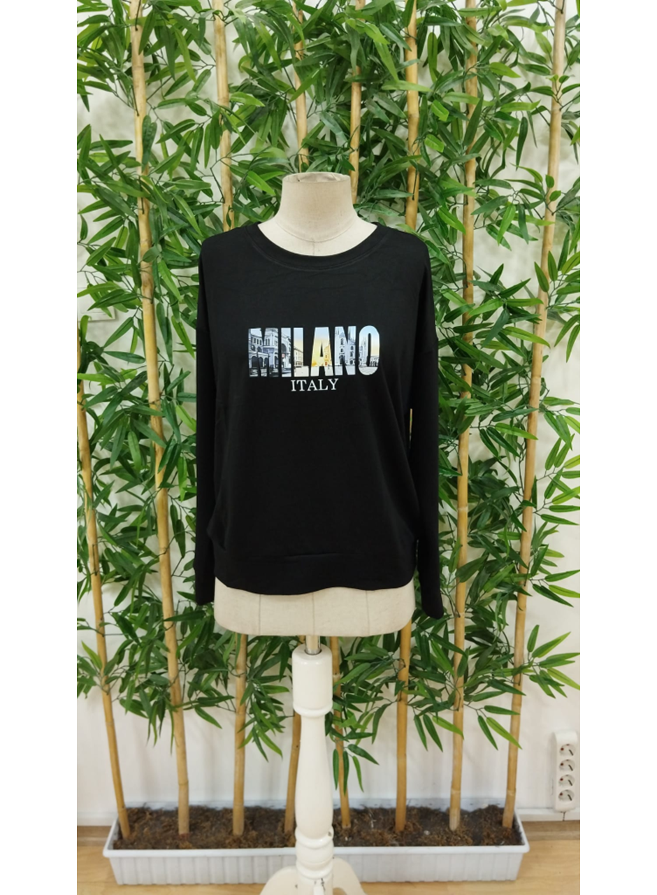 Kadın Uzun Kollu Bisiklet Yaka Desenli Viskon Iki Iplik Bluz