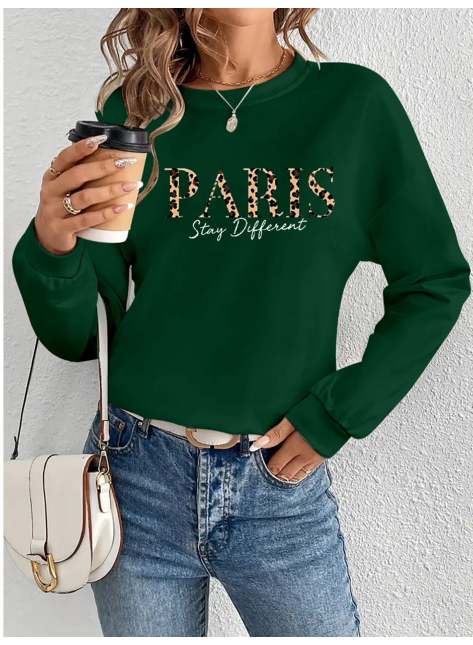 Kadın Uzun Kollu Bisiklet Yaka Desenli Viskon Iki Iplik Bluz