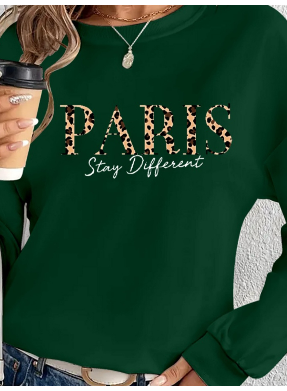 Kadın Uzun Kollu Bisiklet Yaka Desenli Viskon Iki Iplik Bluz