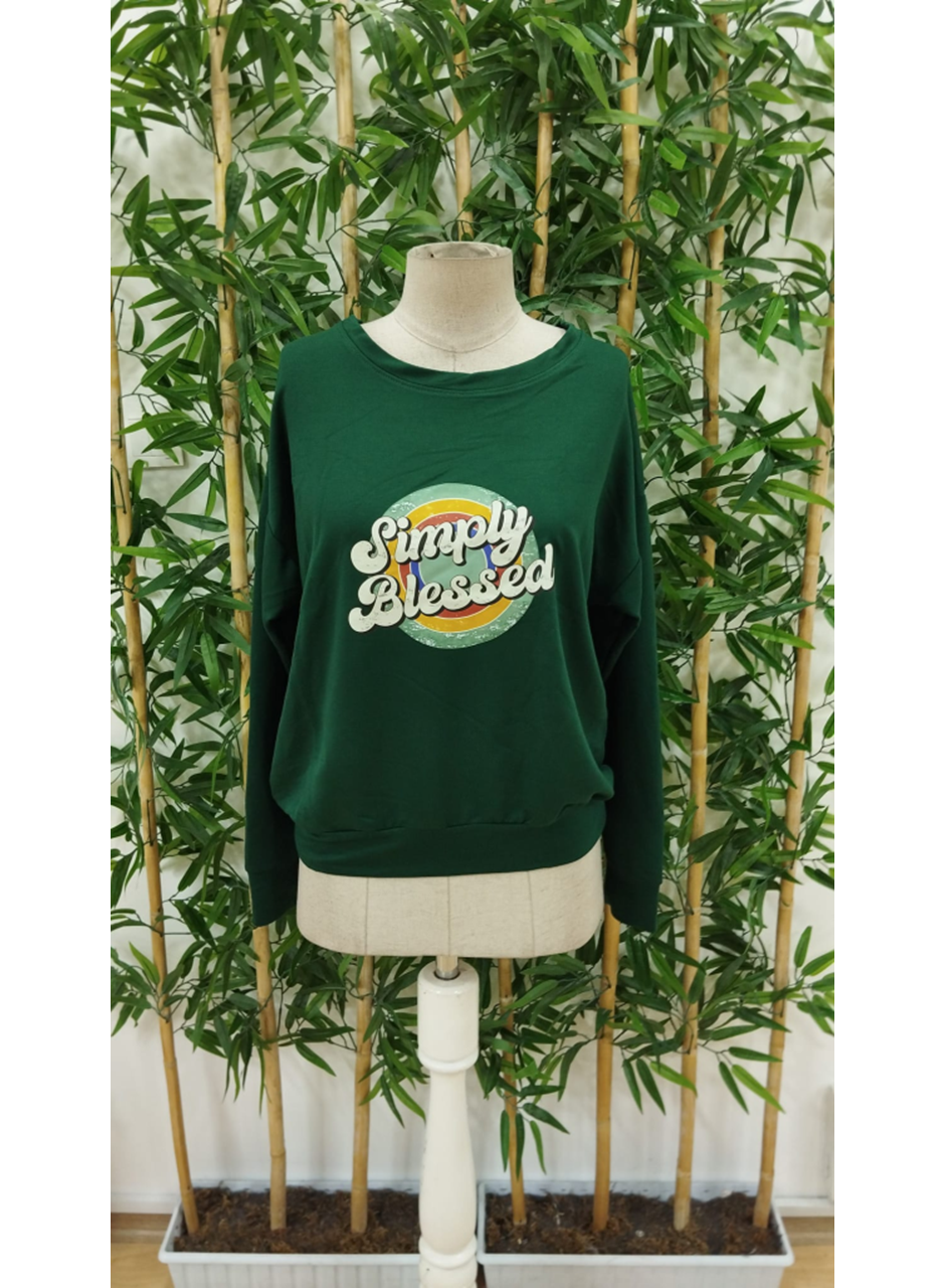 Kadın Uzun Kollu Bisiklet Yaka Viskon Iki Iplik Bluz