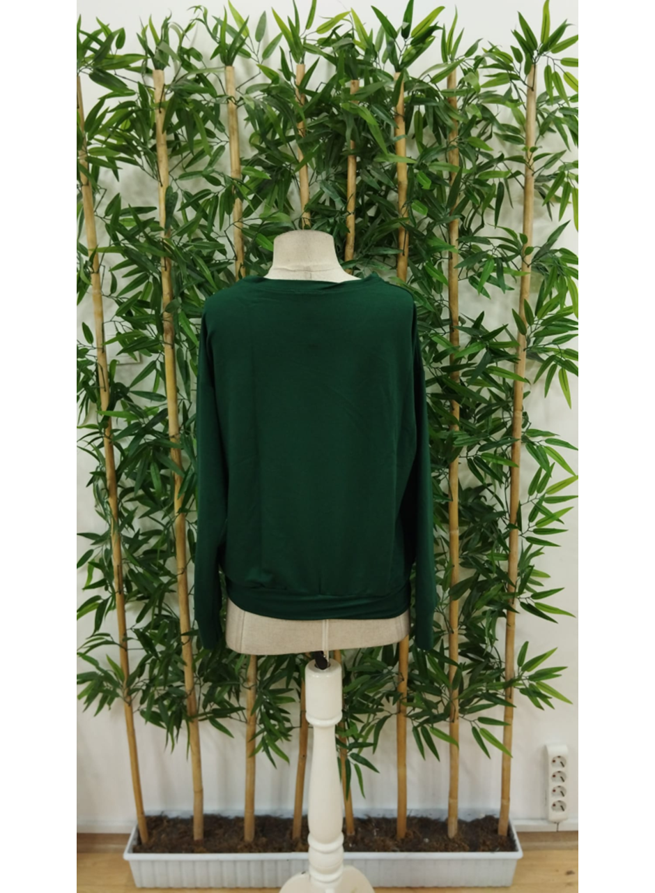 Kadın Uzun Kollu Bisiklet Yaka Viskon Iki Iplik Bluz