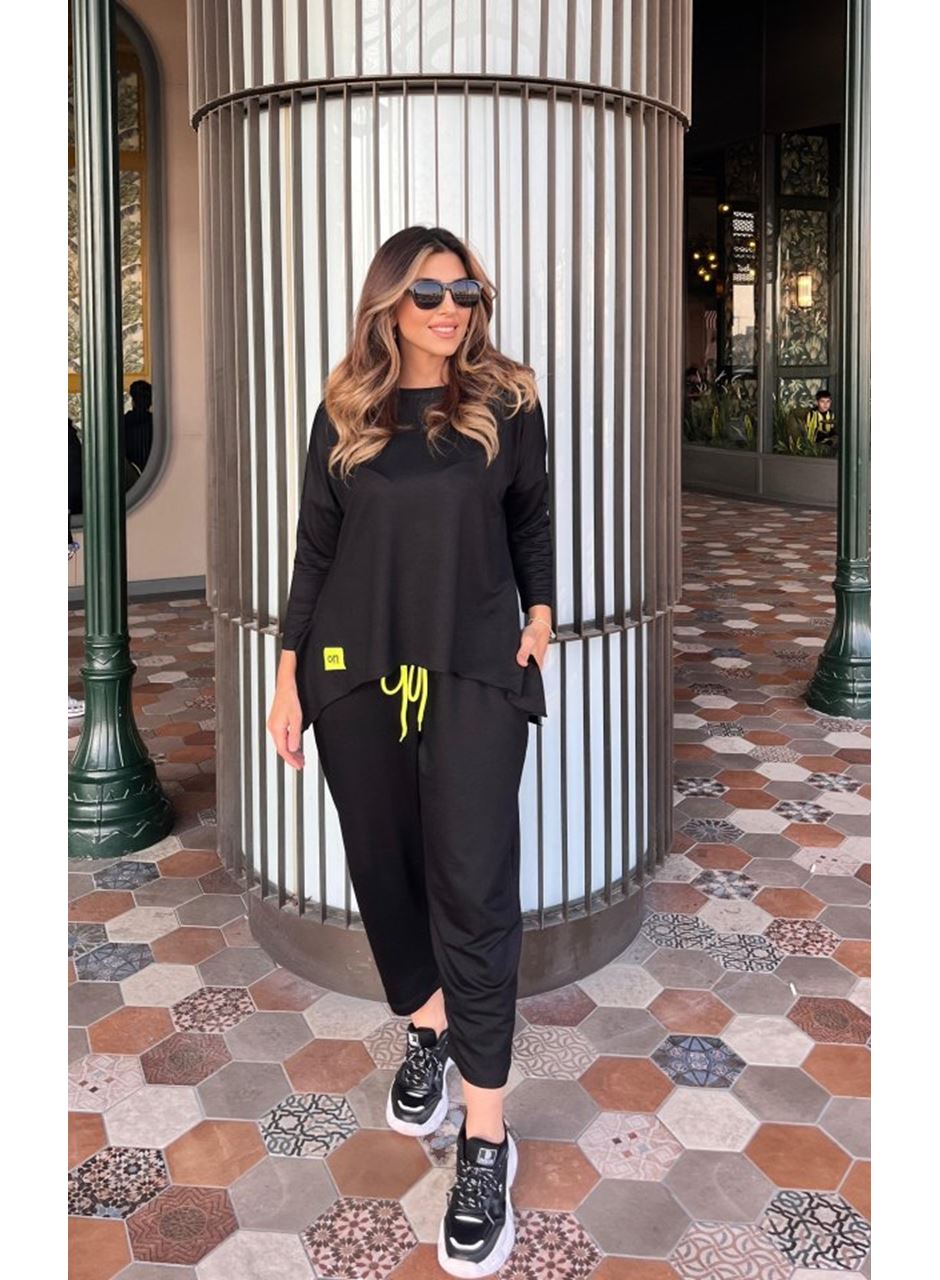 Kadın Iki Iplik Viskon Pamuk Kumaş Arma Detaylı Ikili Takım