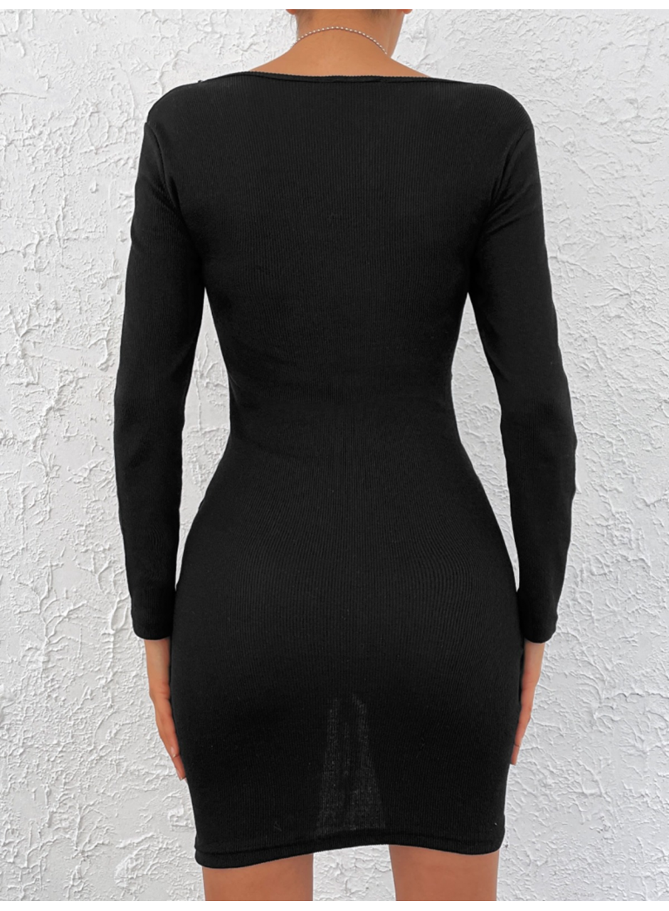 Kadın Uzun Kollu V Yaka Büzgülü Kaşkorse Elbise