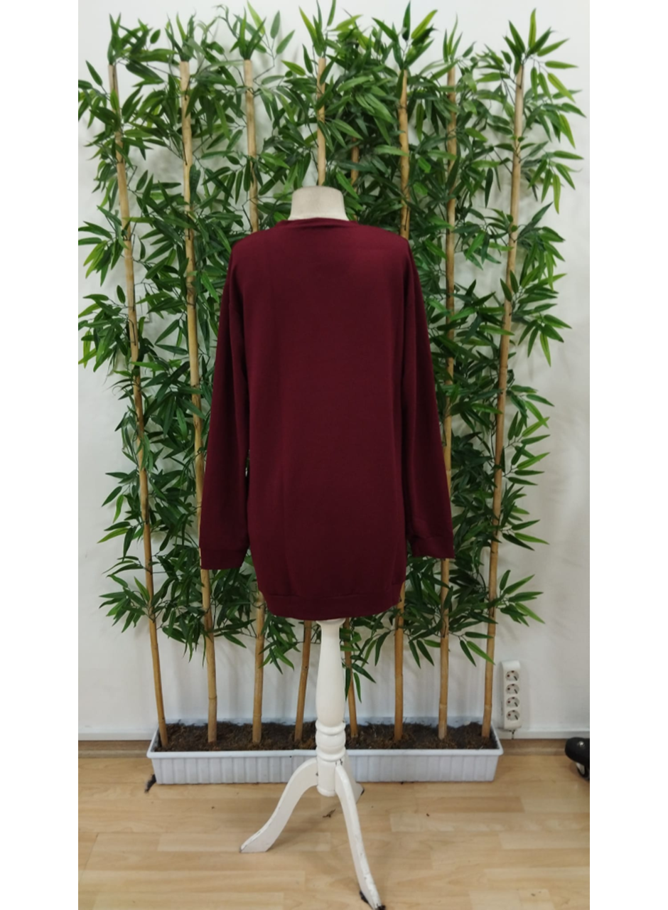 Kadın Uzun Kollu Bisiklet Yaka Ayı Desenli Viskon Iki Iplik Elbise