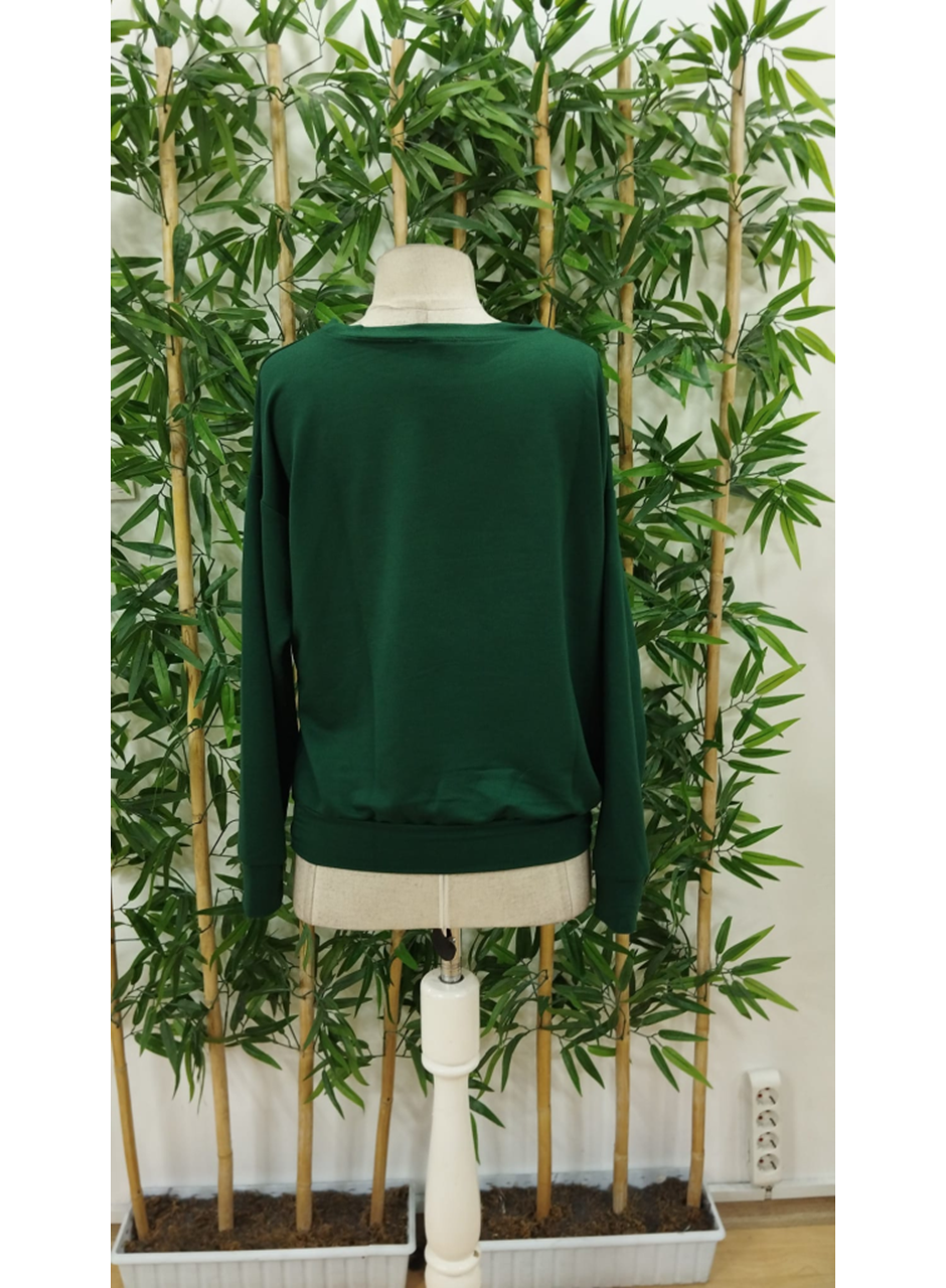 Kadın Yılbaşı Özel Uzun Kollu Bisiklet Yaka Desenli Viskon Iki Iplik Bluz