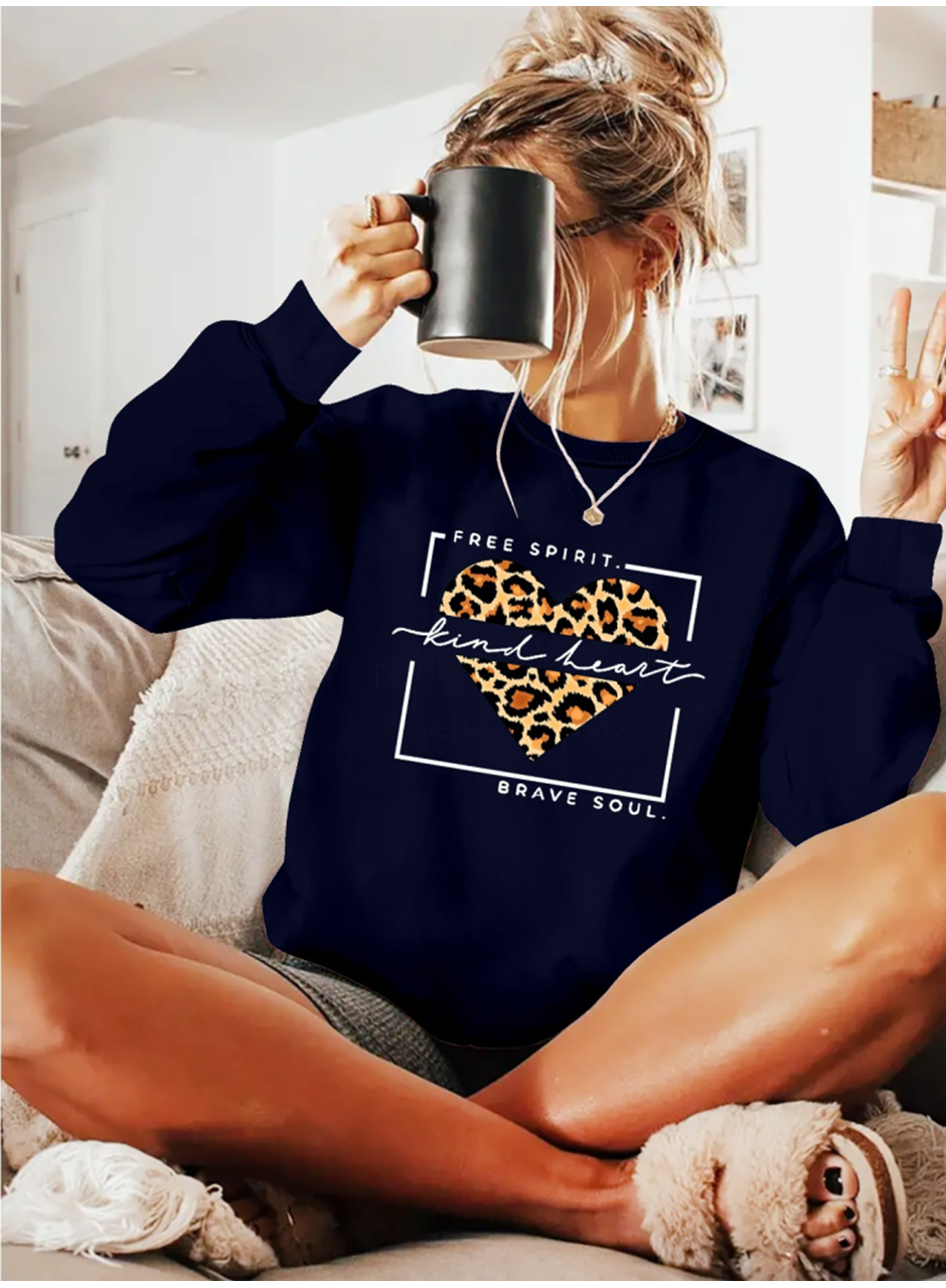 Kadın Uzun Kollu Bisiklet Yaka Desenli Viskon Iki Iplik Bluz