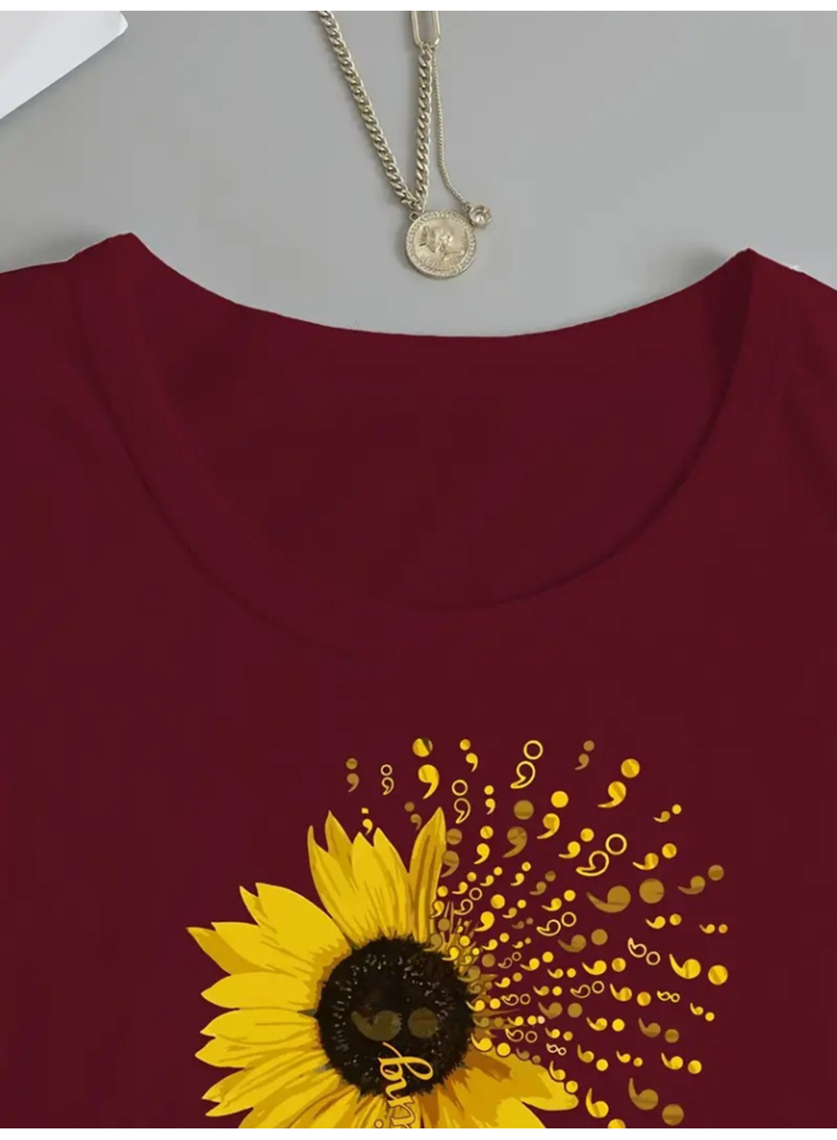 Kadın Uzun Kollu Bisiklet Yaka Ayçiçeği Desenli Viskon Bluz