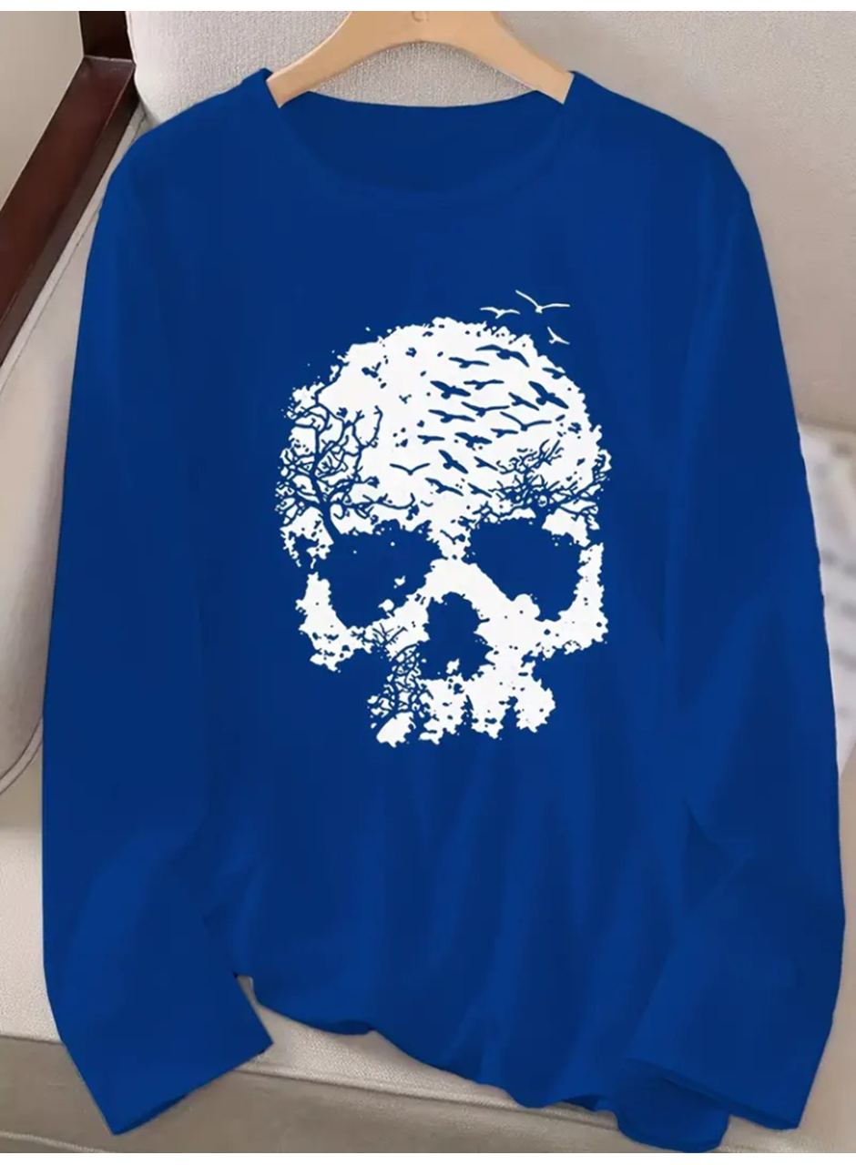 Kadın Uzun Kollu Bisiklet Yaka Ayçiçeği Desenli Viskon Bluz