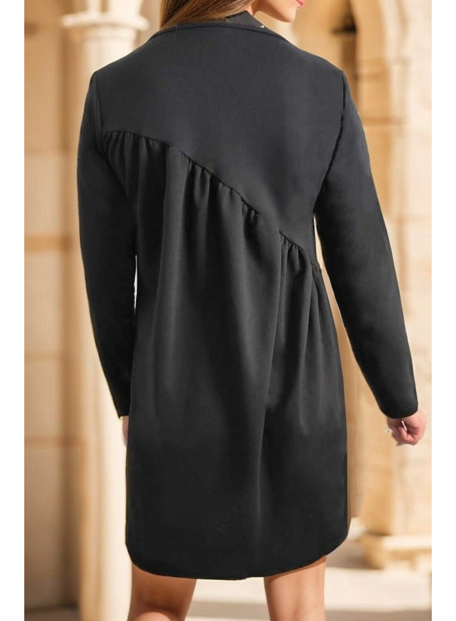 Kadın Uzun Kollu Bisiklet Yaka çapraz Büzgü Detay Iki Iplik Mini Boy Elbise