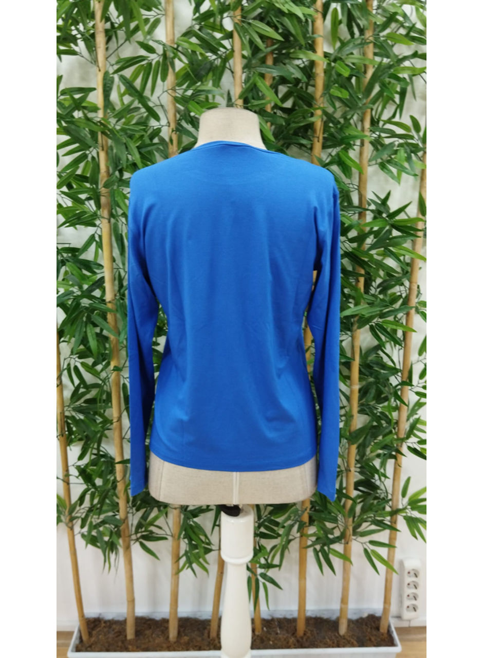 Kadın Uzun Kollu Bisiklet Yaka Ayçiçeği Desenli Viskon Bluz