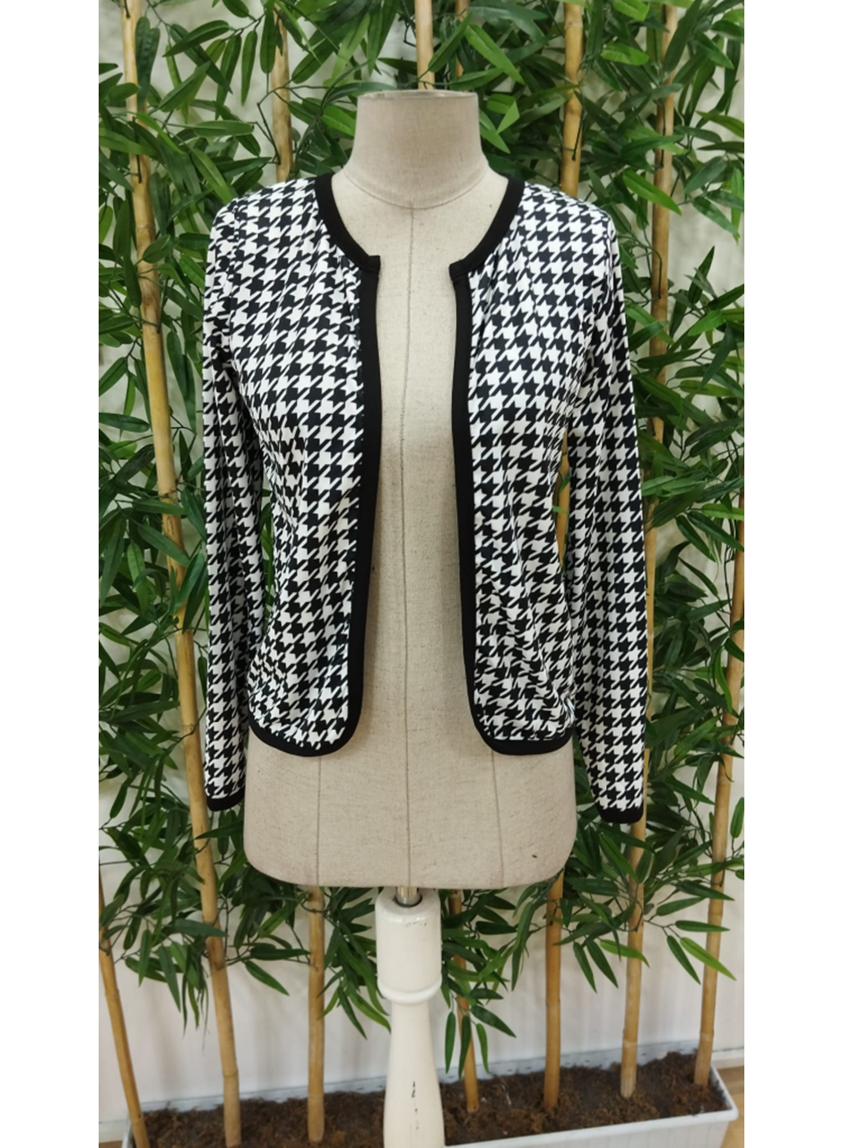 Kadın Uzun Kollu Kaz Ayağı Desenli şardonlu Dalgıç Ceket