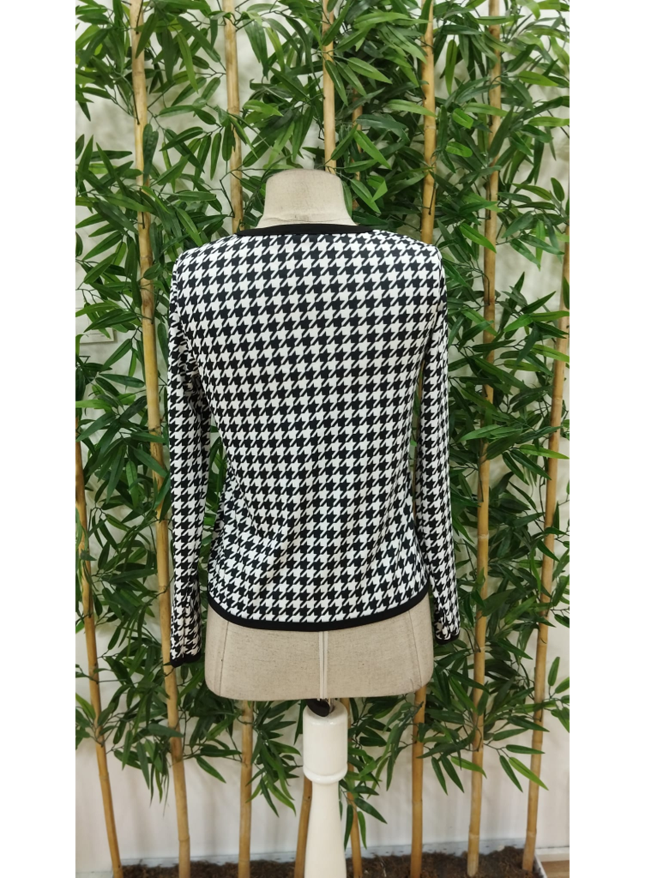 Kadın Uzun Kollu Kaz Ayağı Desenli şardonlu Dalgıç Ceket