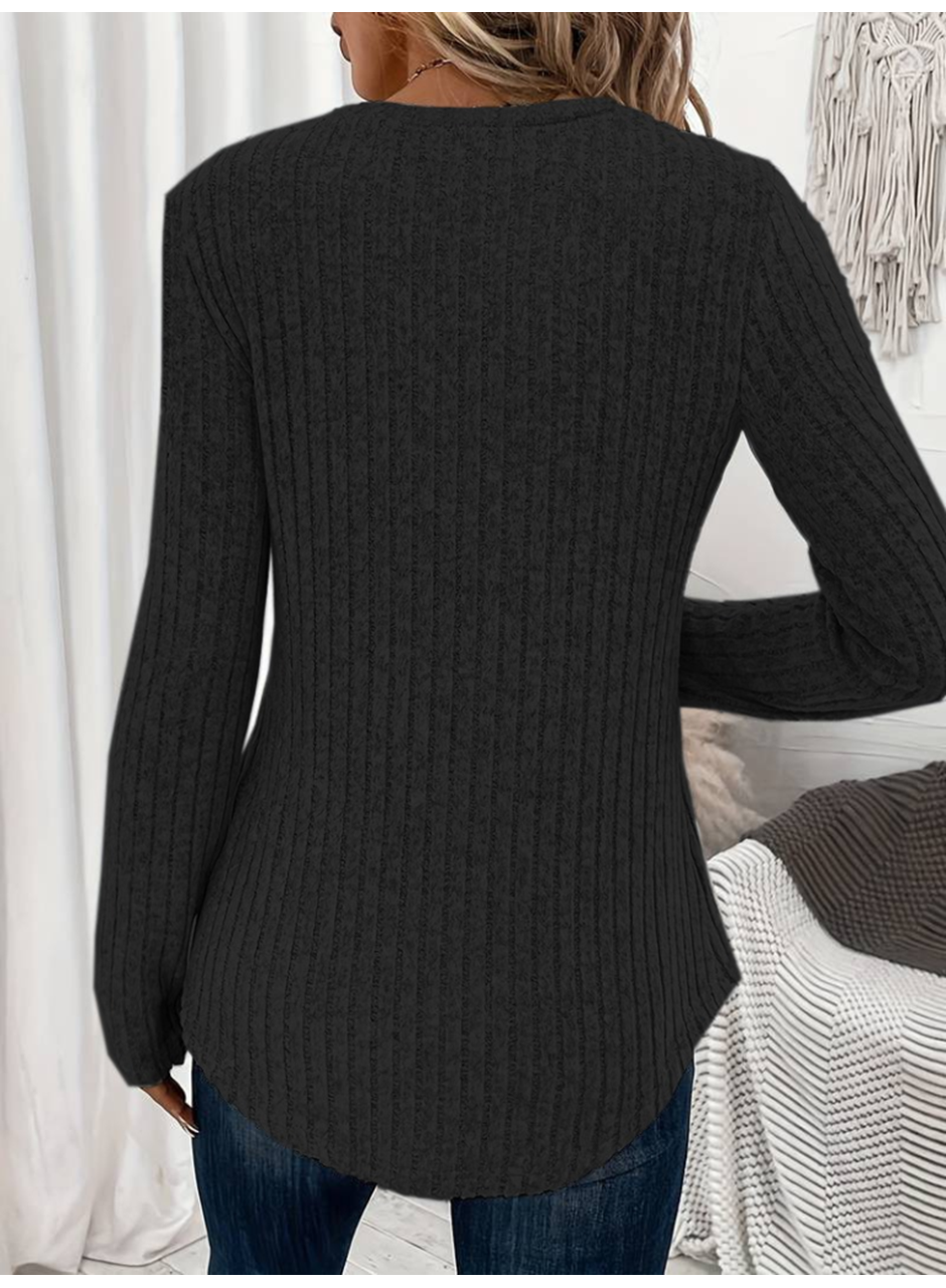 Kadın Uzun Kollu V Yakalı Düğmeli şardonlu Kaşkorse Bluz