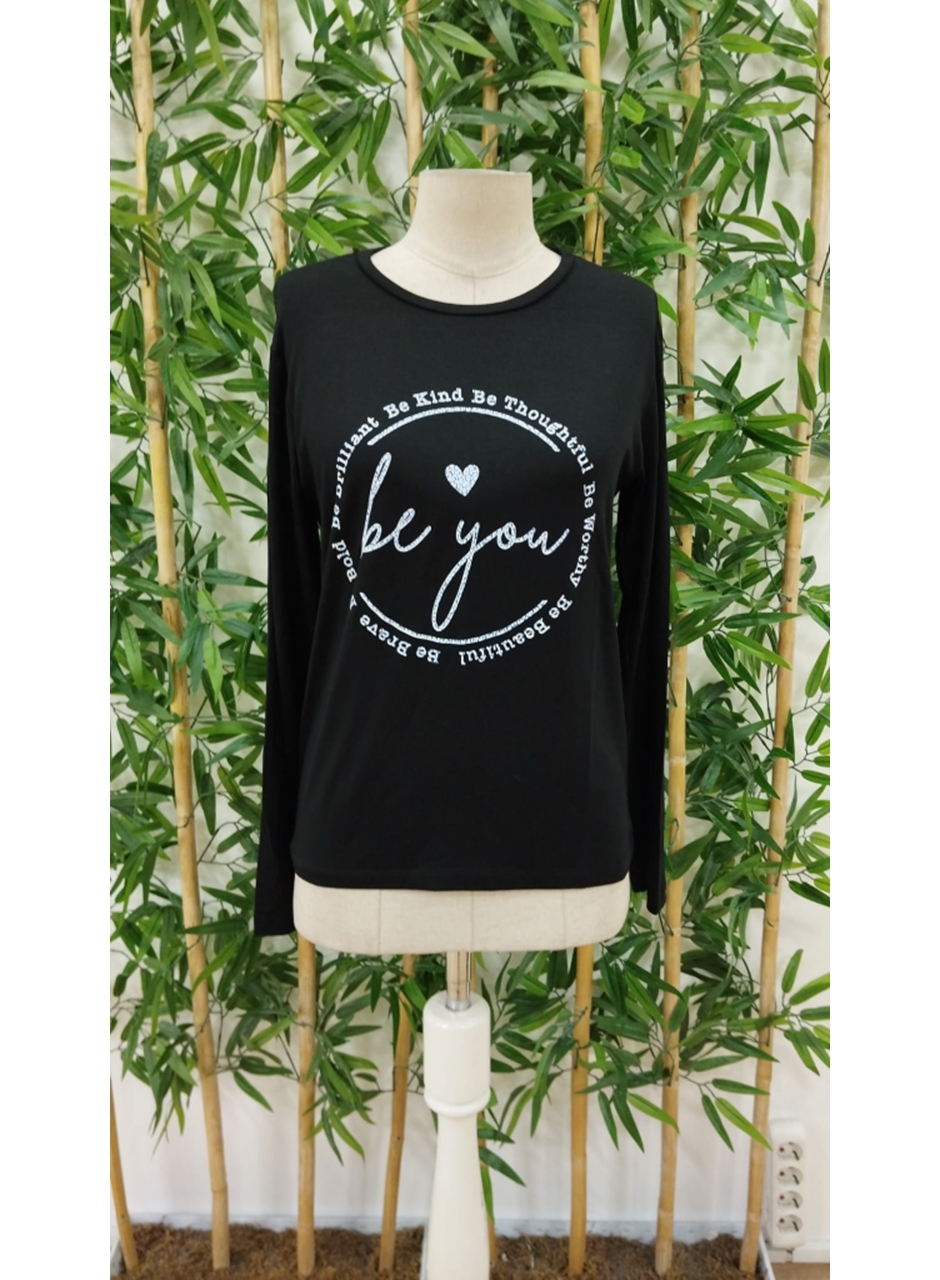 Kadın Uzun Kollu Bisiklet Yakabe Youdesenli Viskon Bluz