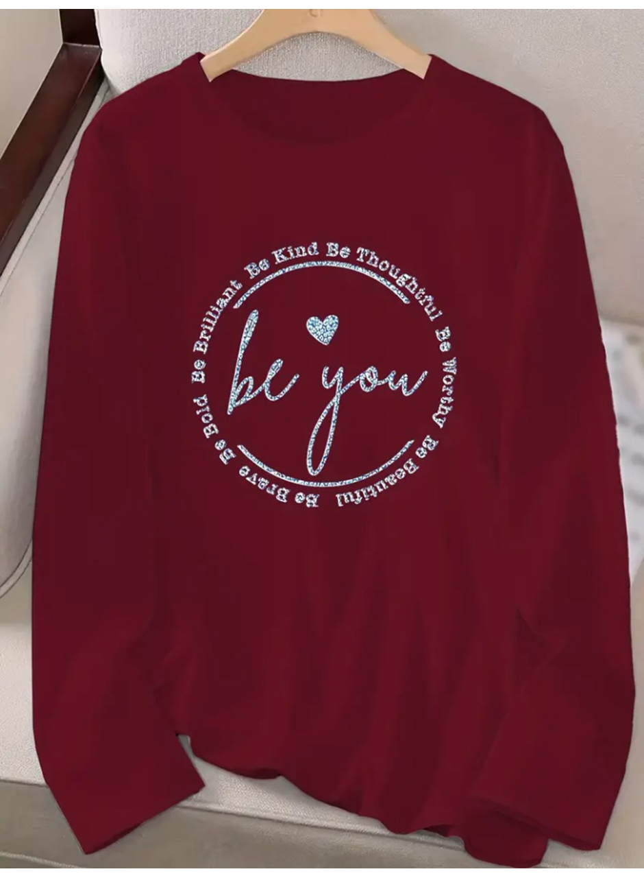 Kadın Uzun Kollu Bisiklet Yakabe Youdesenli Viskon Bluz