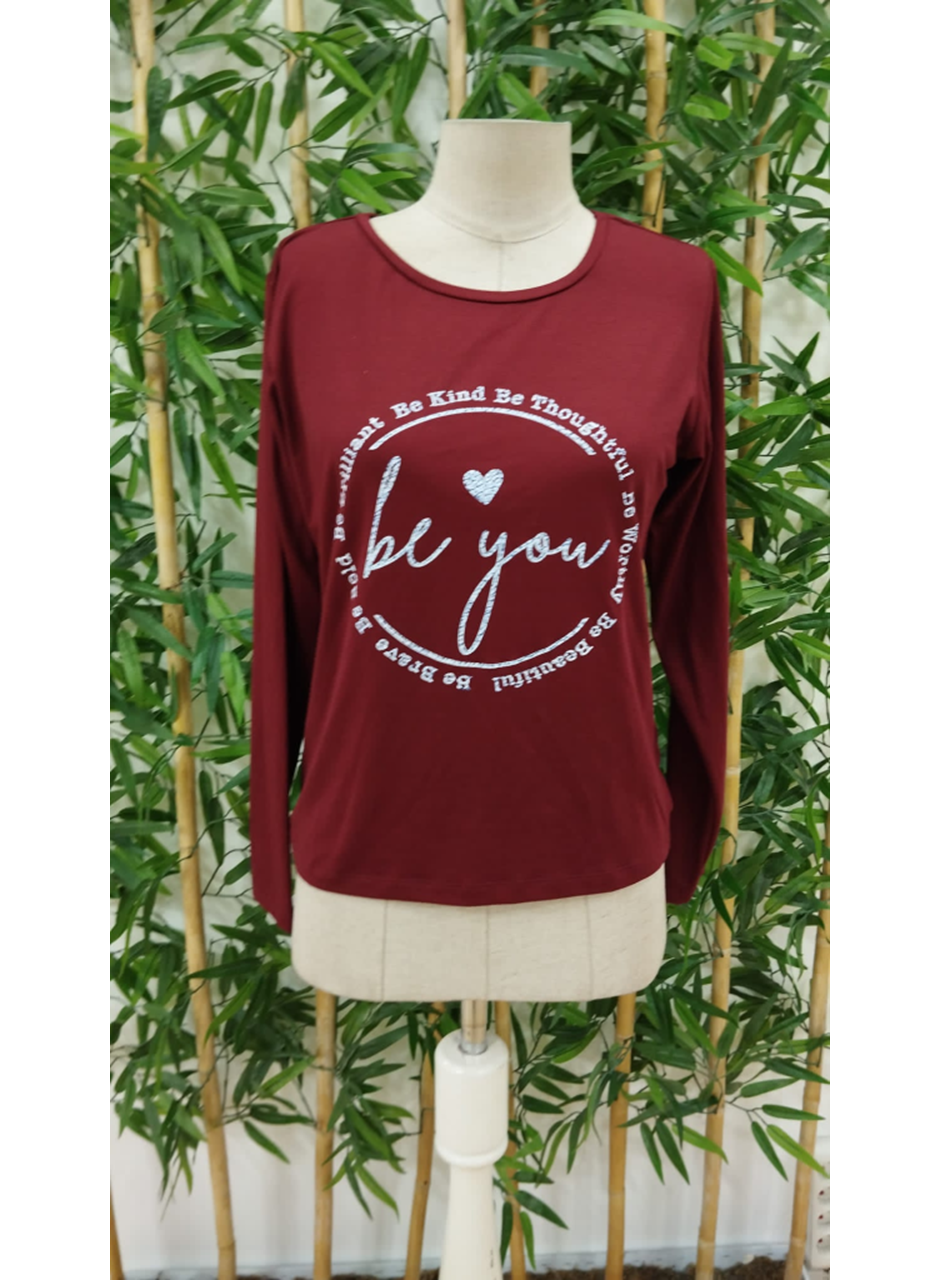 Kadın Uzun Kollu Bisiklet Yakabe Youdesenli Viskon Bluz