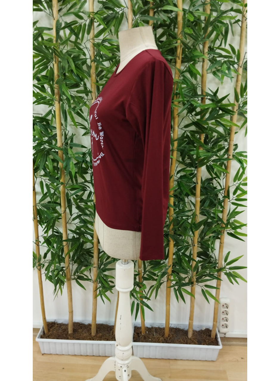 Kadın Uzun Kollu Bisiklet Yakabe Youdesenli Viskon Bluz