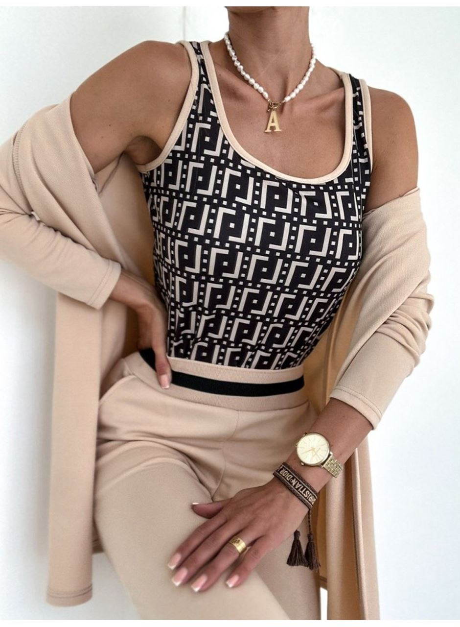 Kadın Uzun Kollu Krep üçlü Takım