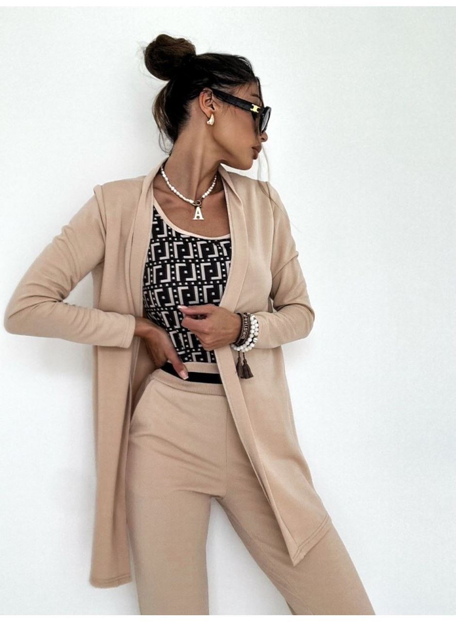 Kadın Uzun Kollu Krep üçlü Takım