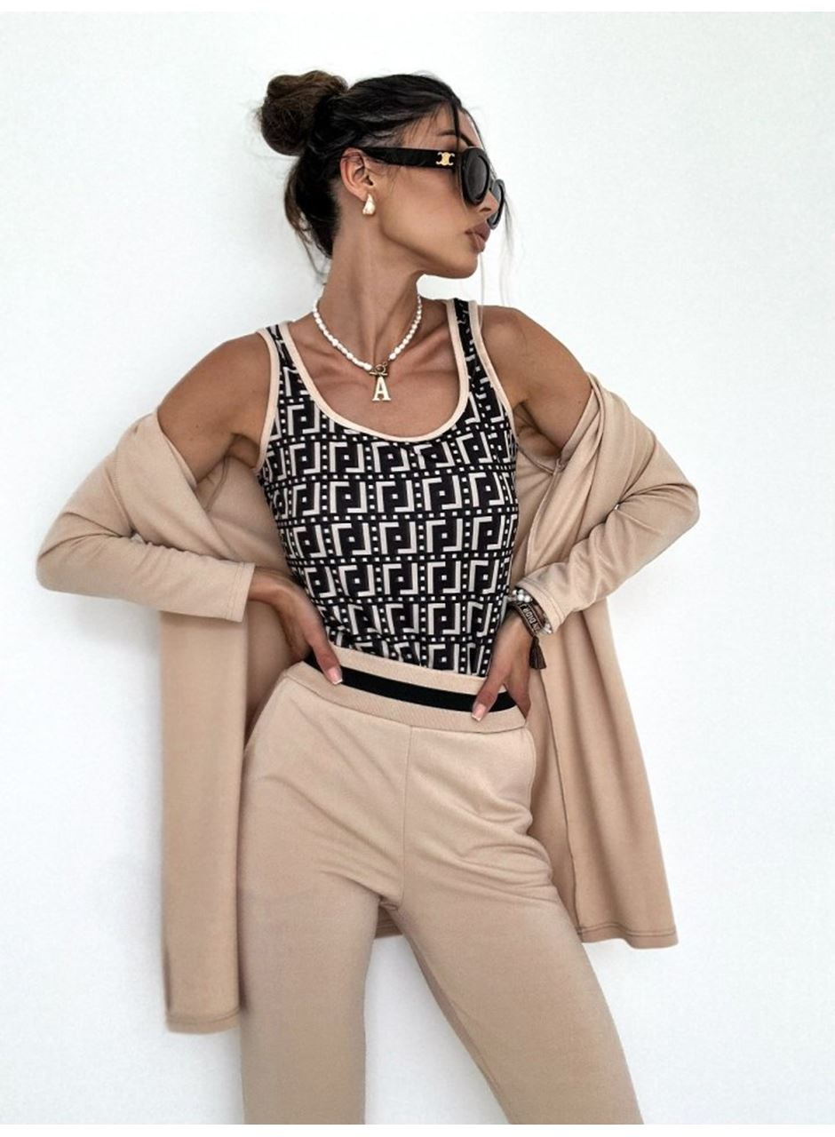 Kadın Uzun Kollu Krep üçlü Takım