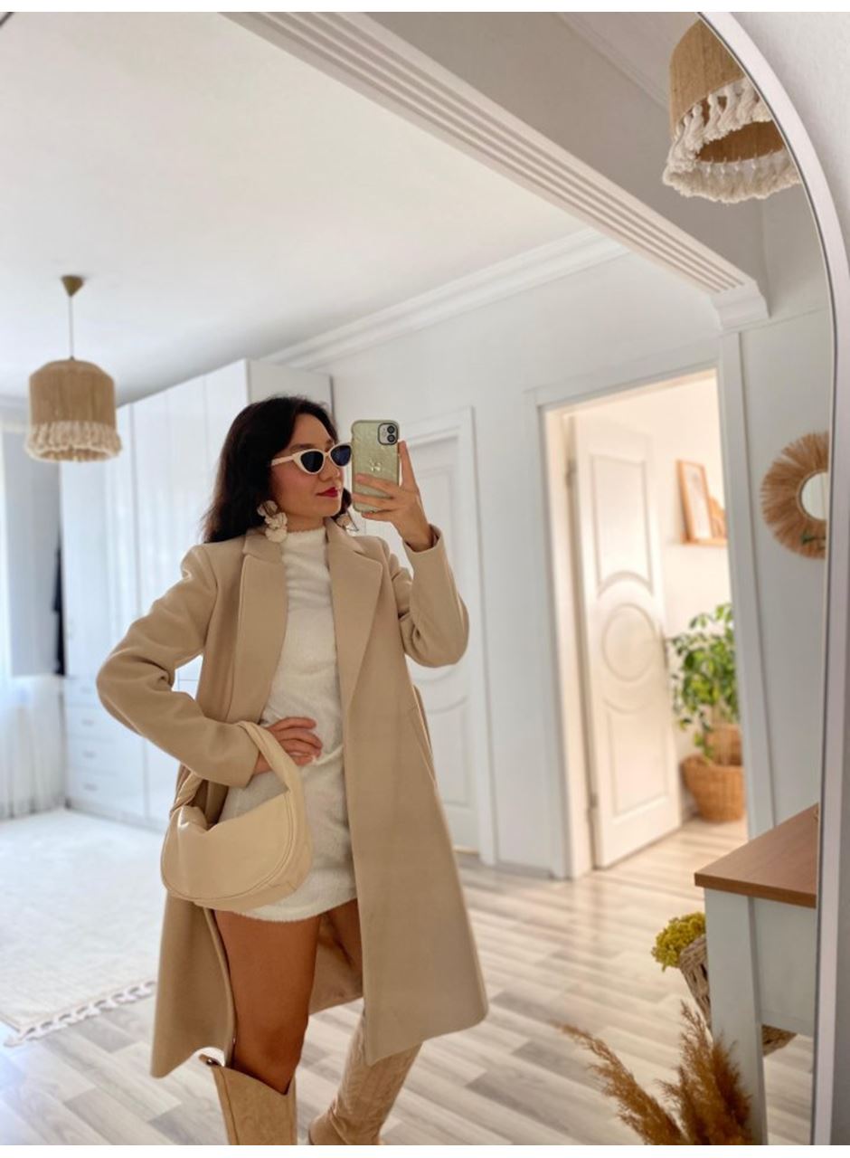 Kadın Uzun Kollu Peluş Mini Boy Elbise