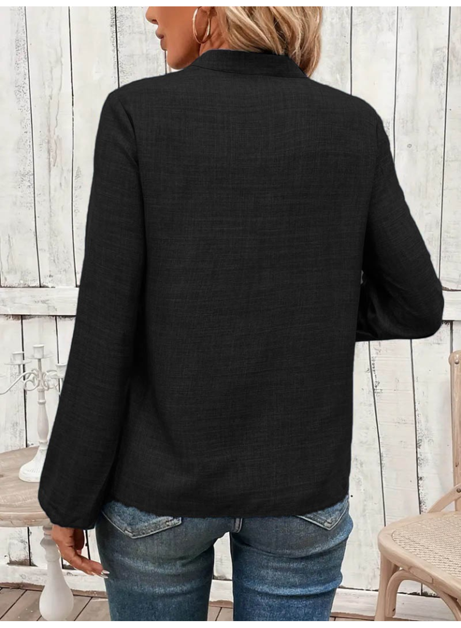 Kadın Uzun Kollu Hakim Yaka Bluz