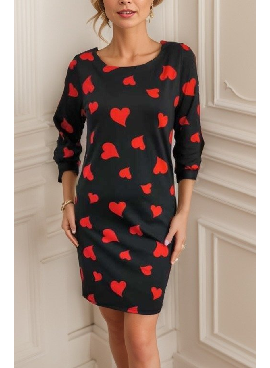 Kadın Uzun Kollu Bisiklet Yaka Dalgıç Mini Boy Elbise