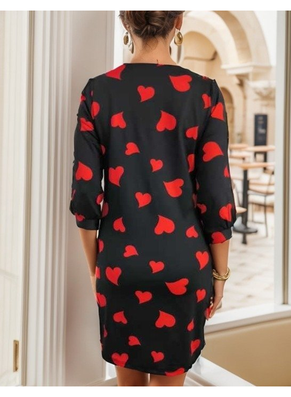 Kadın Uzun Kollu Bisiklet Yaka Dalgıç Mini Boy Elbise