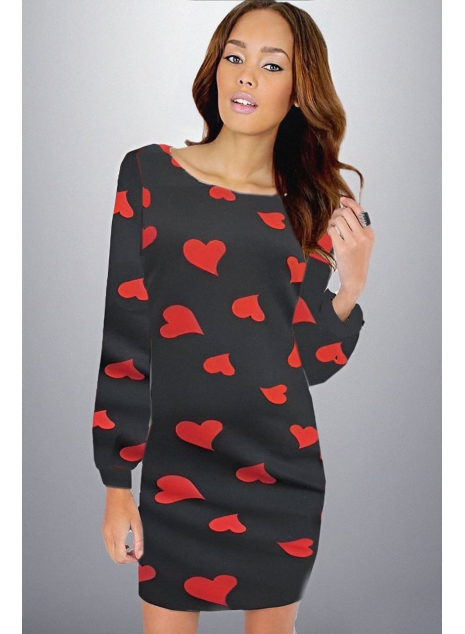 Kadın Uzun Kollu Bisiklet Yaka Dalgıç Mini Boy Elbise