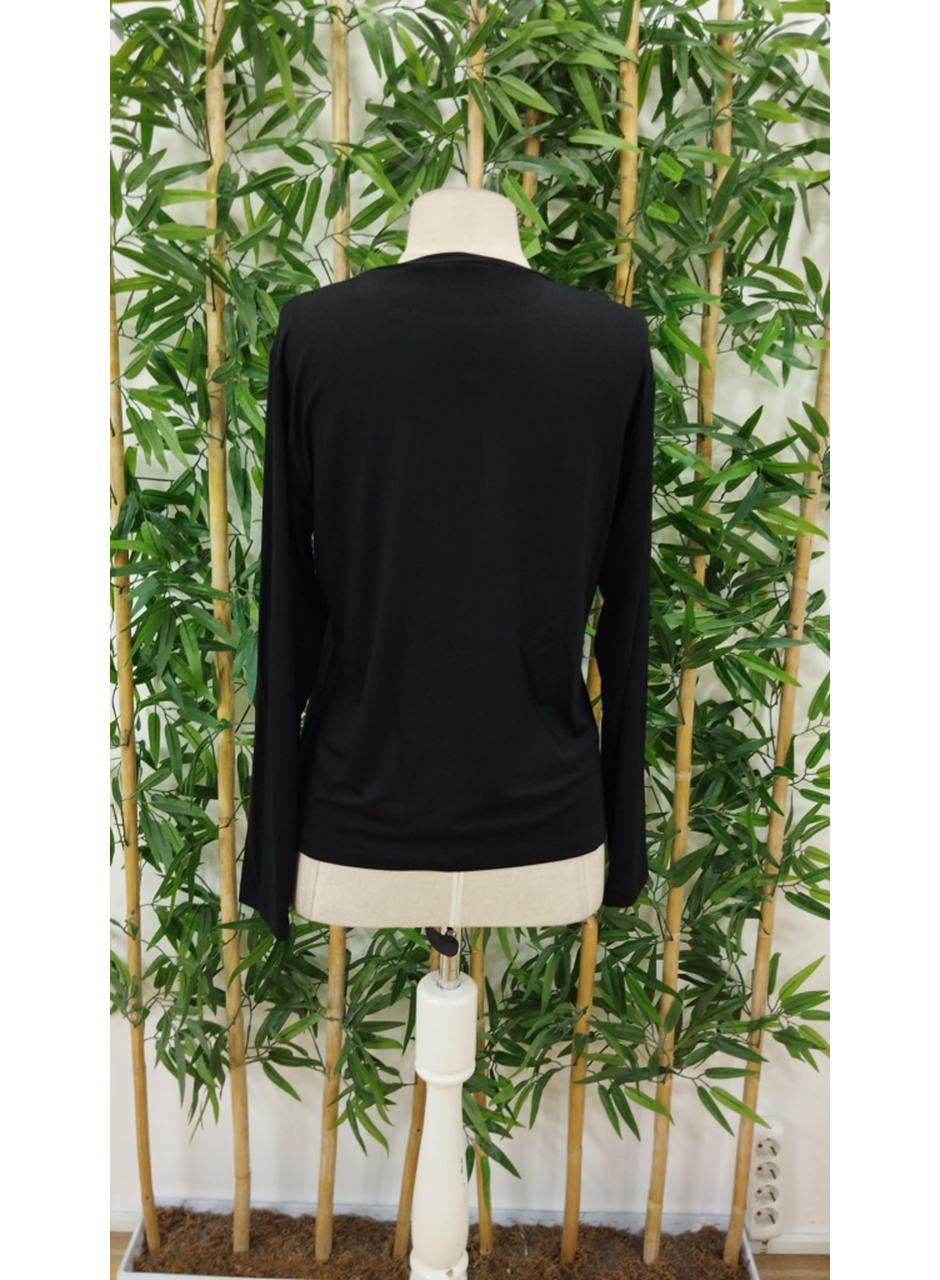 Kadın Uzun Kollu Bisiklet Yaka Baskılı Iki Iplik Bluz