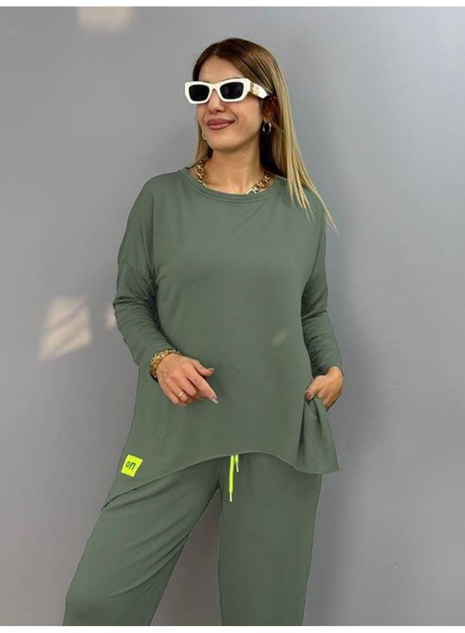Kadın Iki Iplik Viskon Pamuk Kumaş Arma Detaylı Ikili Takım