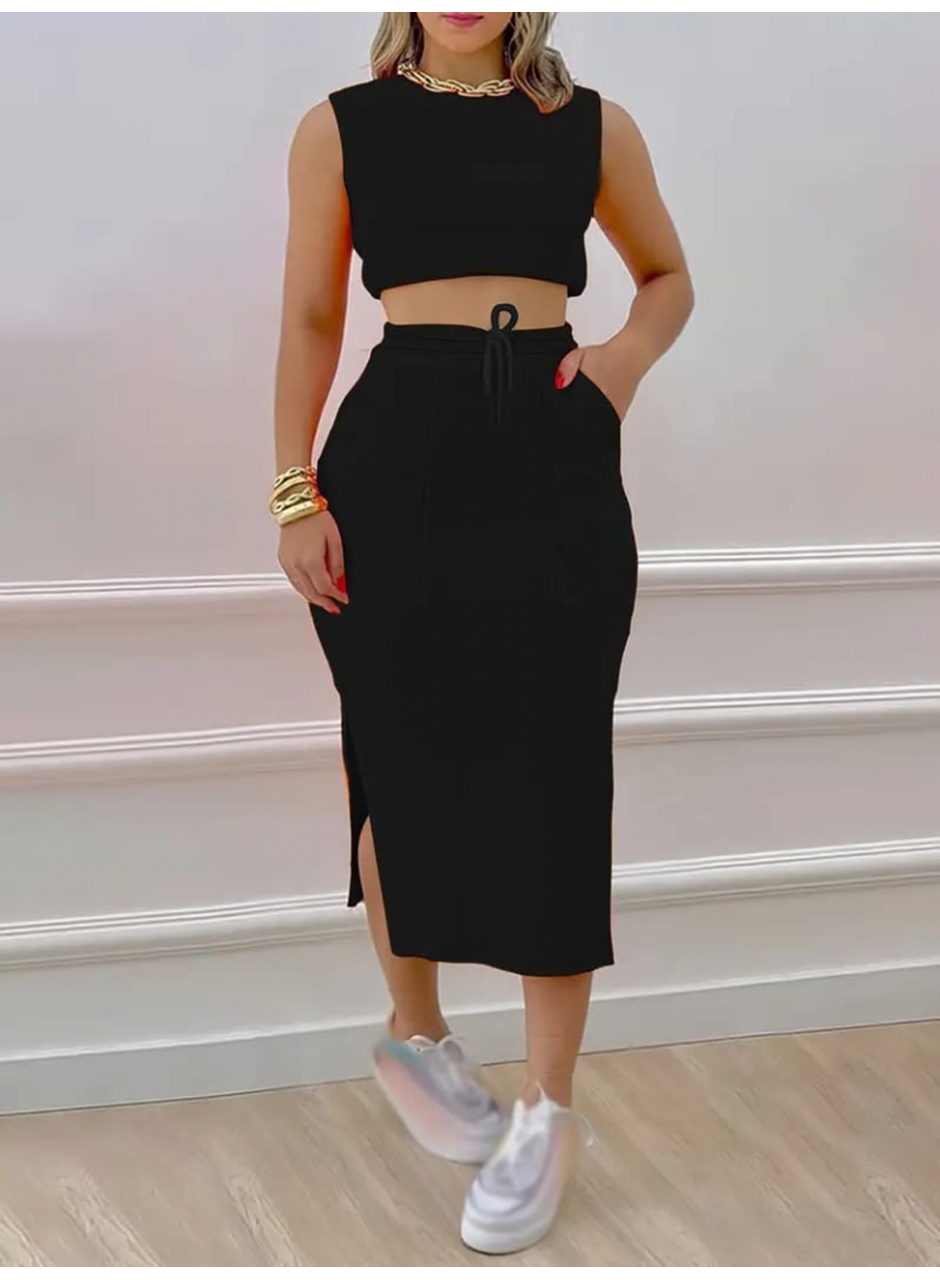 Kadın Iki Iplik Crop Etek Ikili Takım